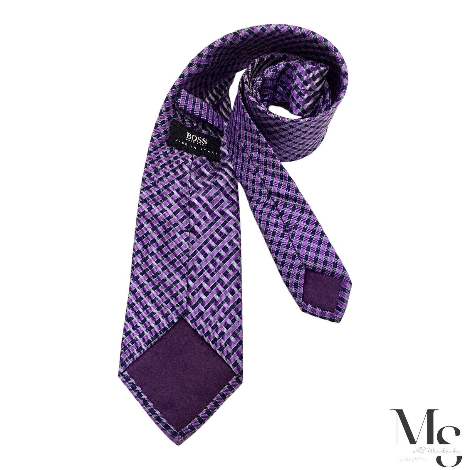Hugo Boss BOSS HUGO BOSS Purple Plaids & Cheks Luxury Silk TiE Size ONE SIZE - 2 Thumbnail