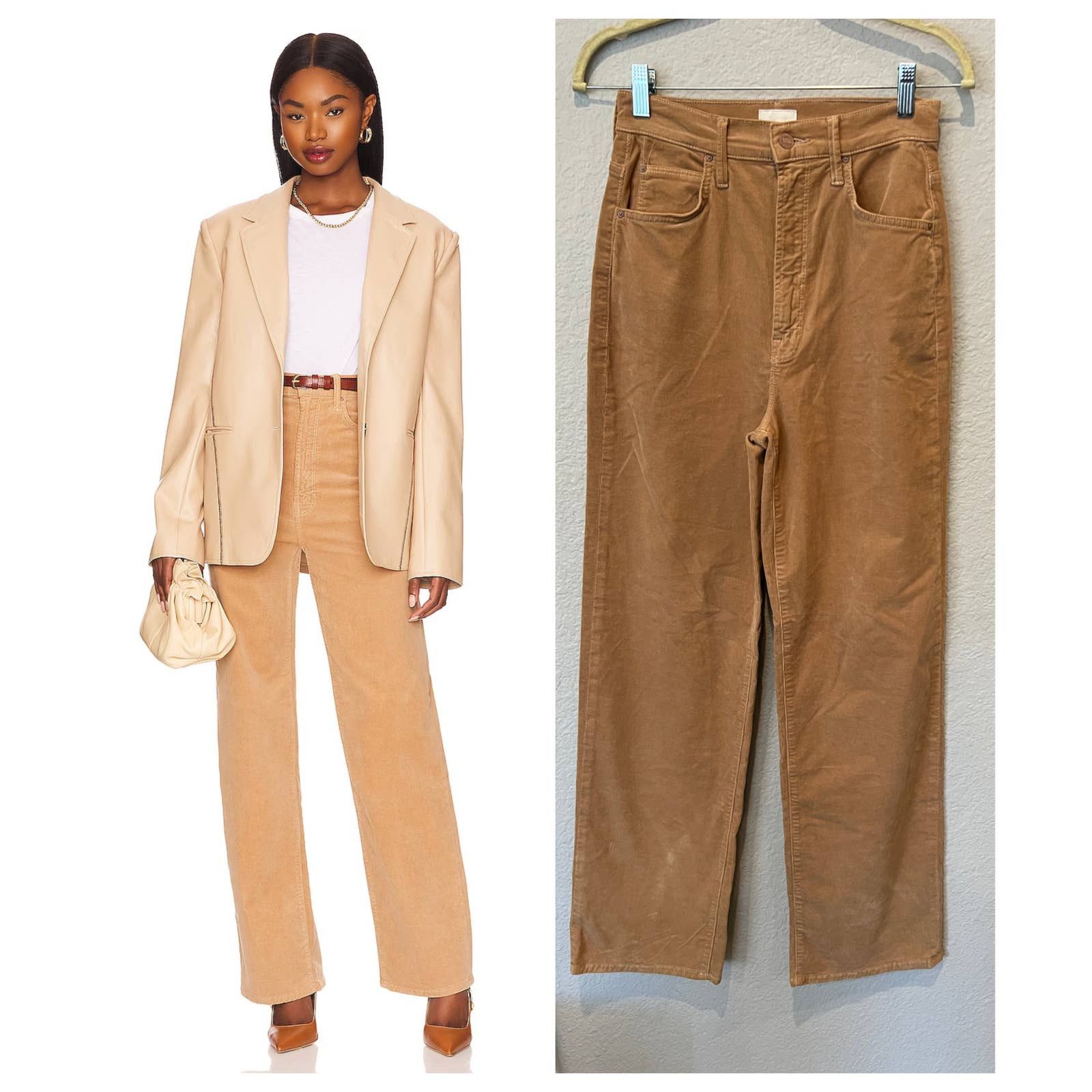 image of Mother High Waisted Tunnel Vision Sneak Corduroy Jeans (24) in Brown, Women's