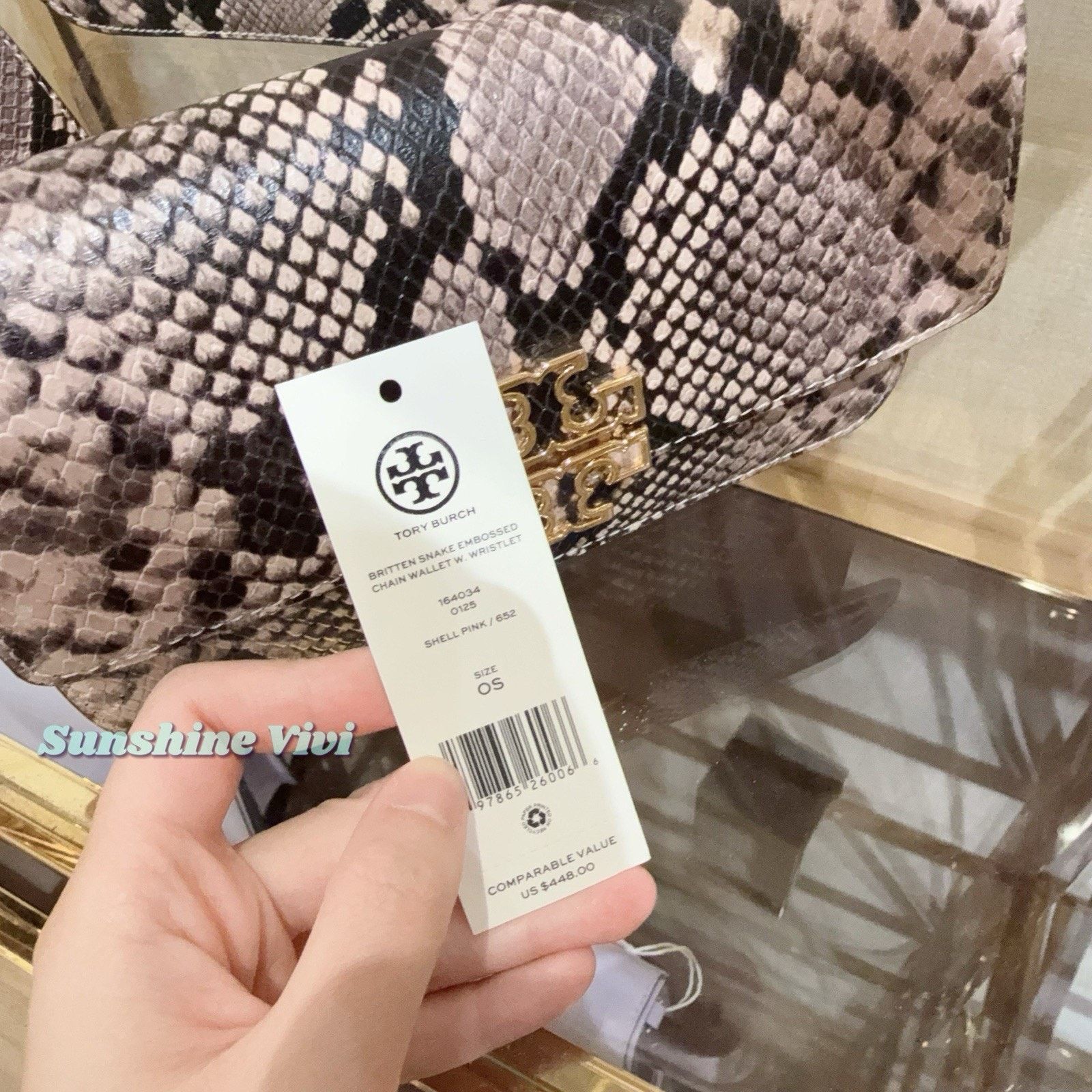 Tory Burch NWT Tory Burch BRITTEN SNAKE EMBOSSED WRISTLET SHELL PINK Size ONE SIZE - 4 Thumbnail