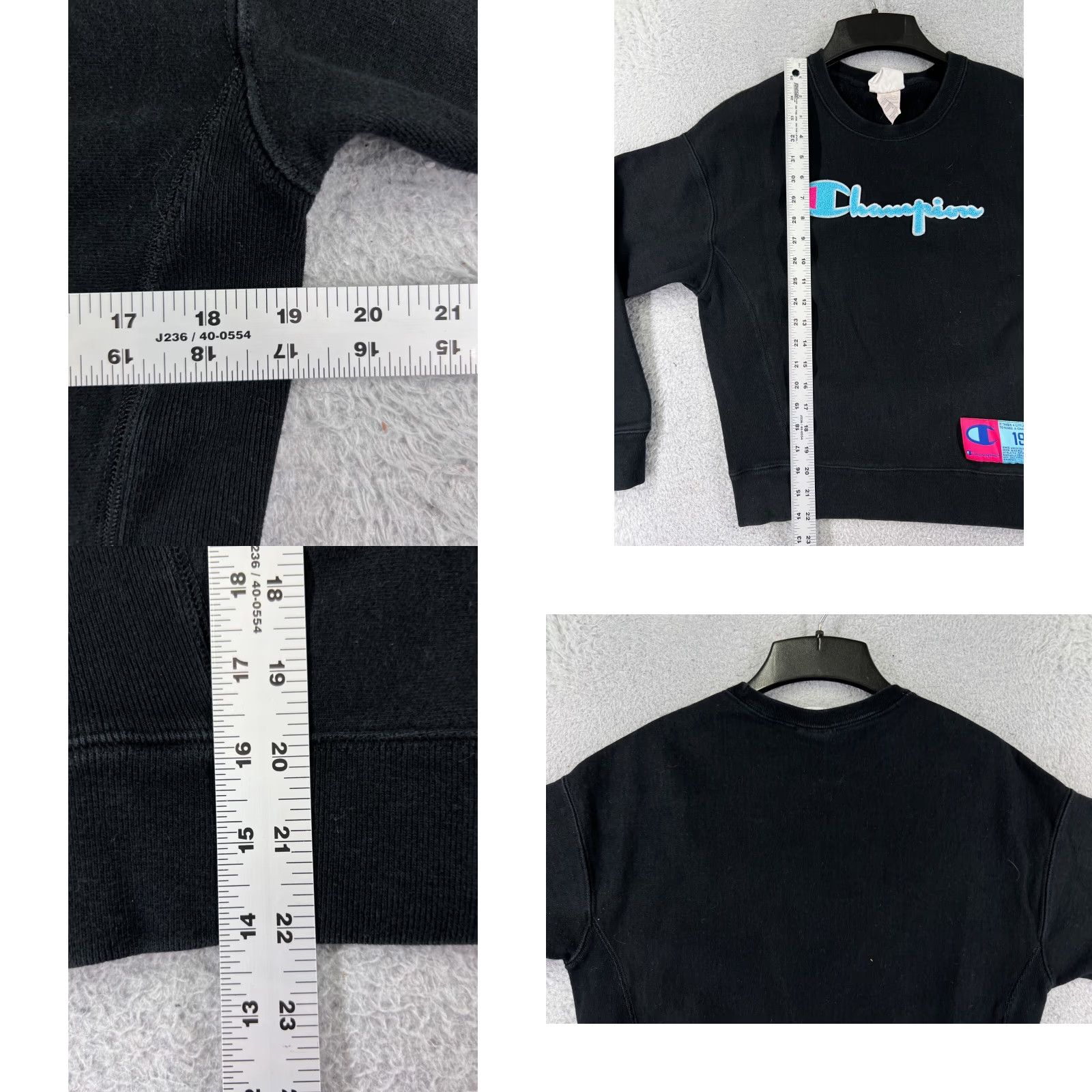 Champion Champion Adult Medium Black Spellout Crop Reverse Weave Crew Neck Sweater Mens Size US M / EU 48-50 / 2 - 9 Thumbnail