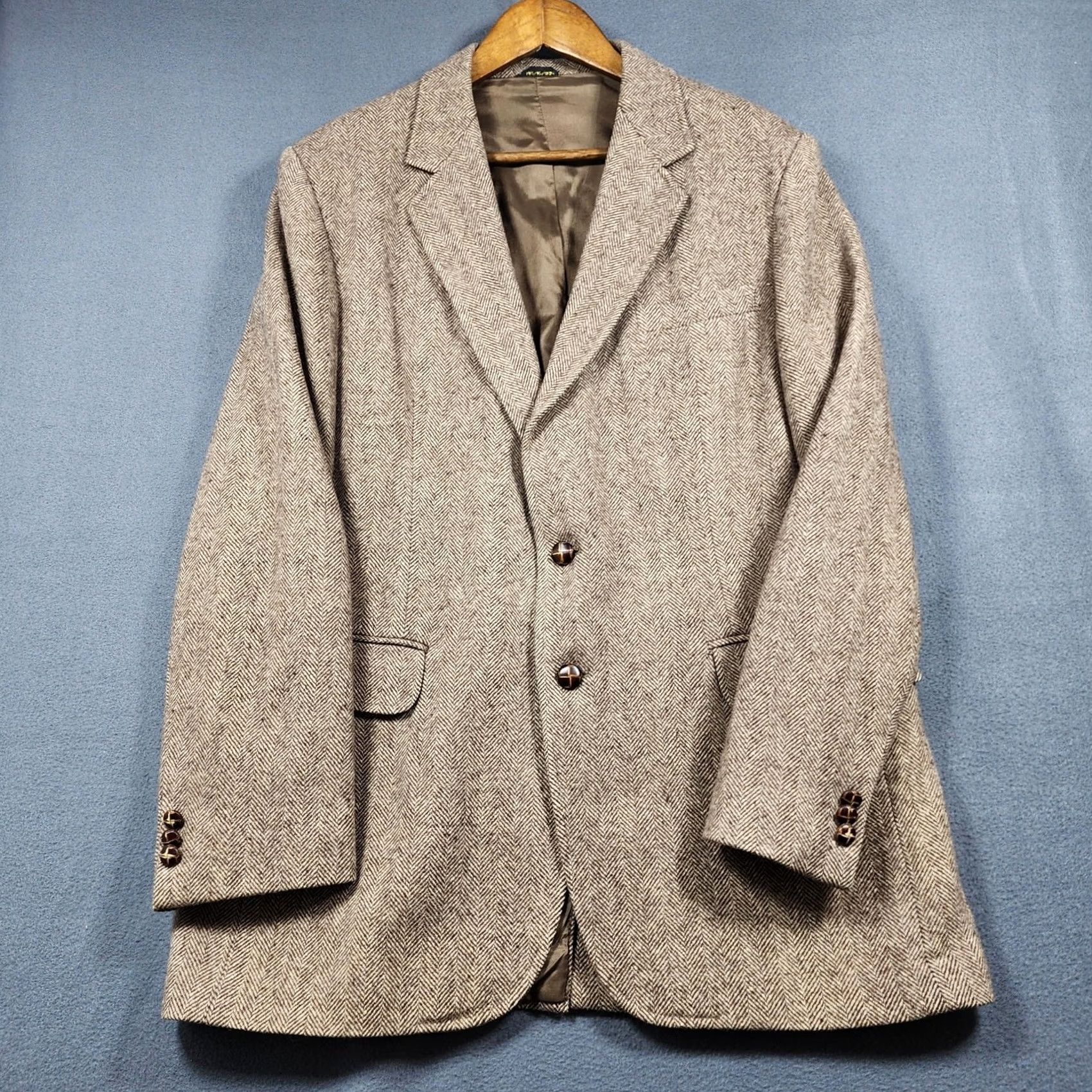 Vintage VINTAGE Reed St James Sport Coat Blazer Wool Brown Herringbone 42L Mens Wool Blazer Jacket Size 42R - 2 Thumbnail