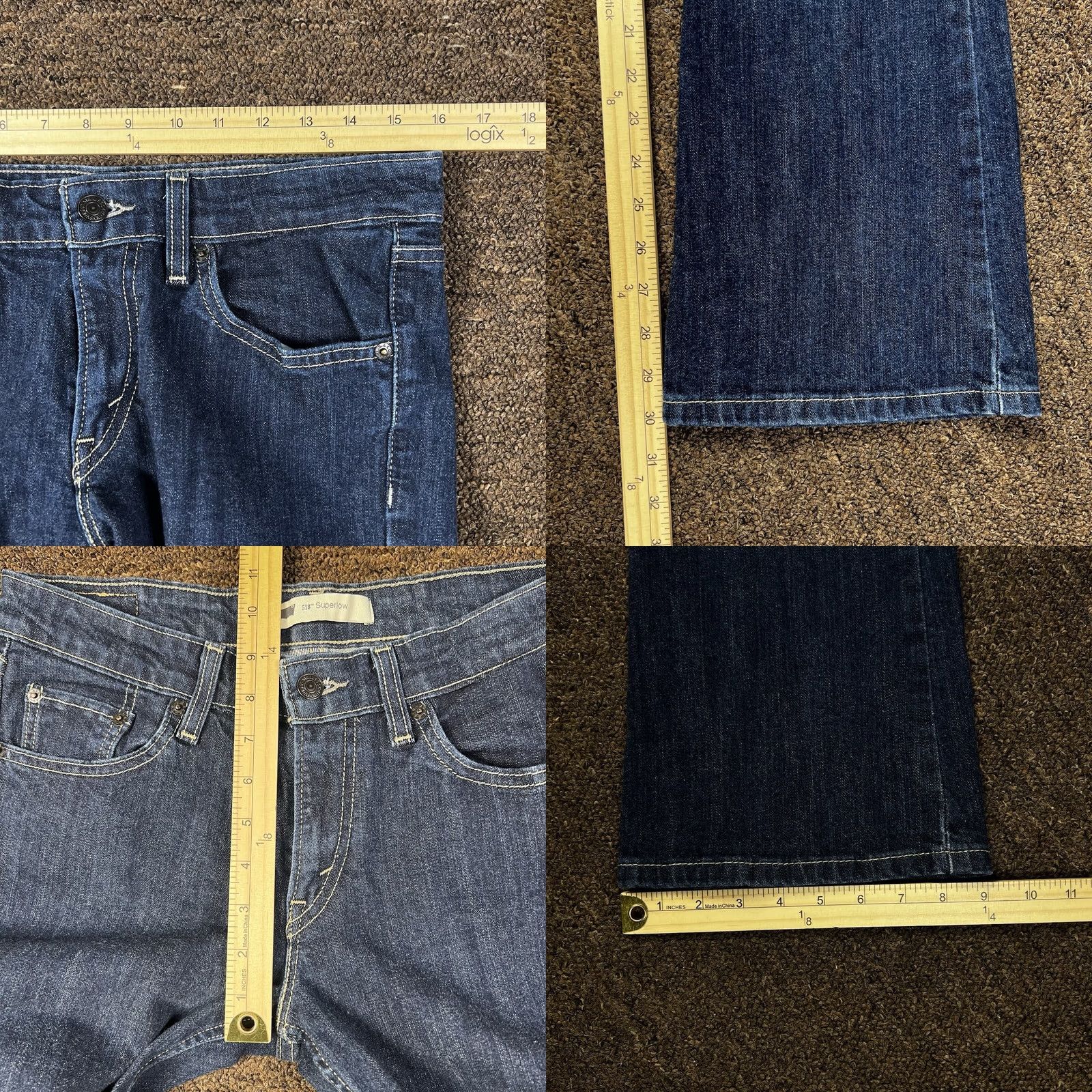 Levi's Levi's 518 Bootcut Jeans Womens Blue 32x30 Stretch Fit Denim Cotton Blend Regular Rise Mid 30 In Inseam Size 30" / US 8 / IT 44 - 8 Thumbnail