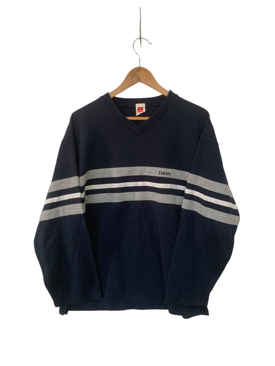Hanes Vintage Hanes Stripe Sweatshirt 90s Streetwear Large Size US XL / EU 56 / 4 - 1 Thumbnail