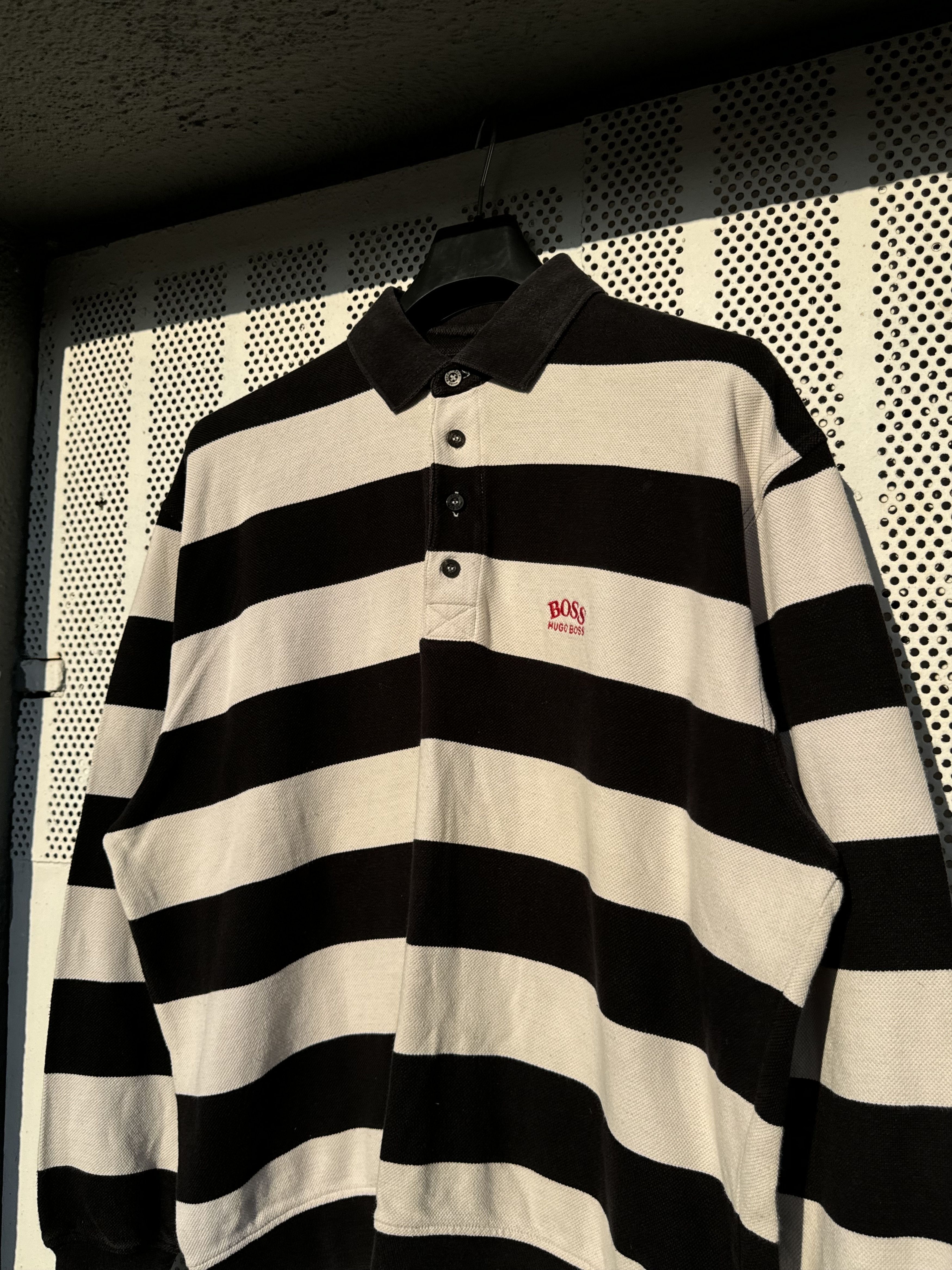 Hugo Boss Vintage Hugo Boss Golf Big Logo Longsleeve Rugby Polo Size US XL / EU 56 / 4 - 3 Thumbnail
