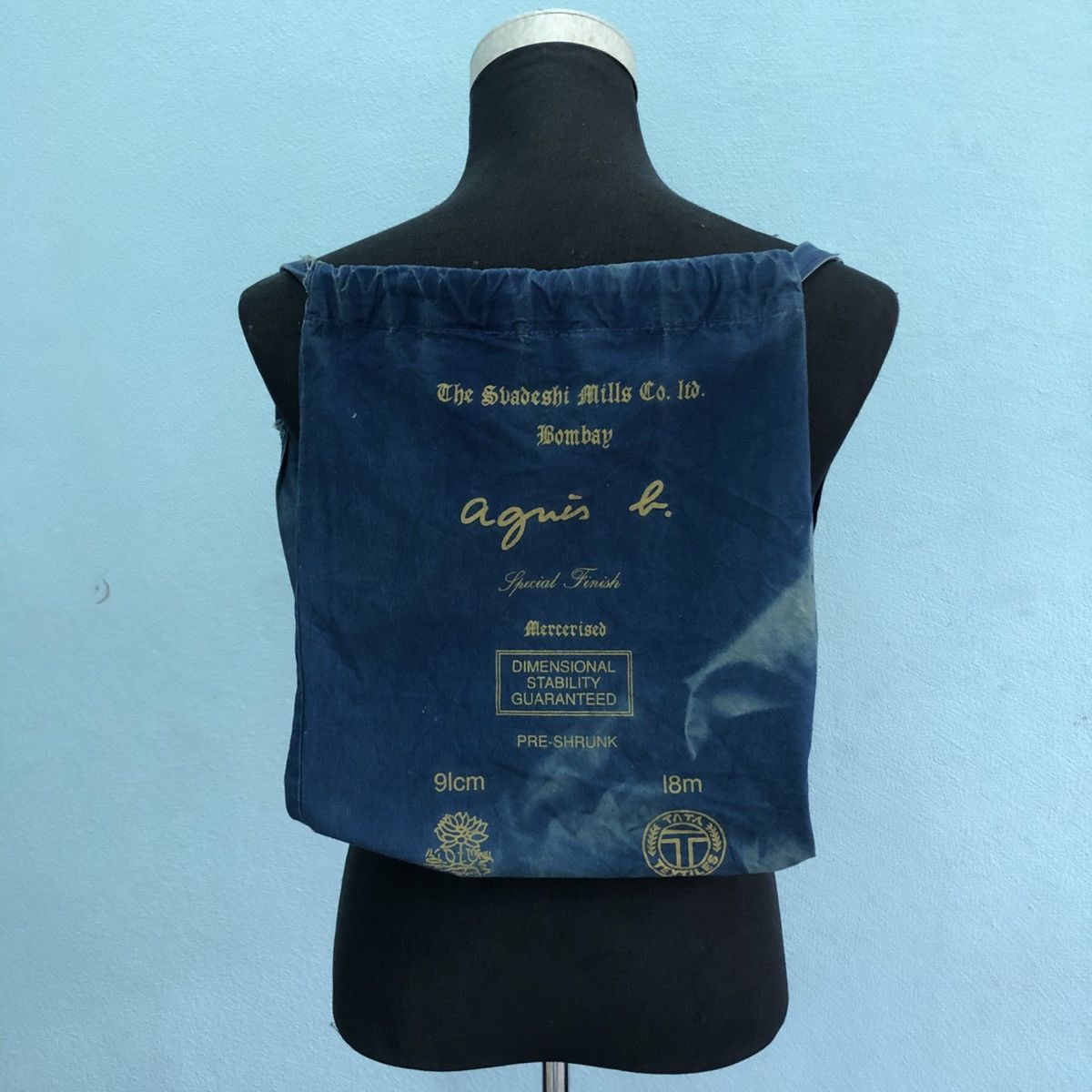 agnes b. AGNES B. DISTRESS DENIM DRAWSTRING BAG Size ONE SIZE - 15 Thumbnail