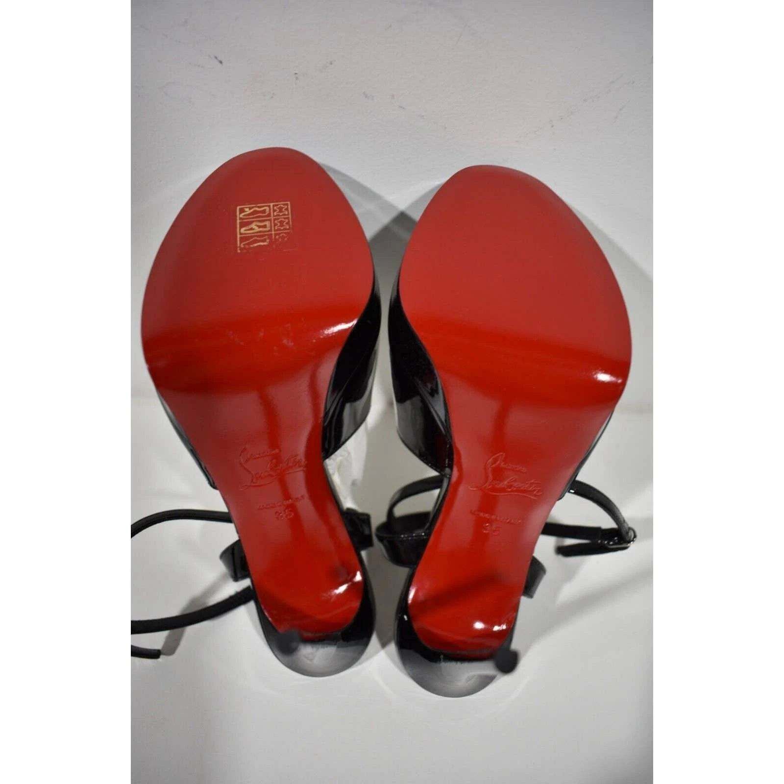 Christian Louboutin Miradona 120 Black Patent Ankle Strap Sandal Heel Pump 35 Size US 5 / IT 35 - 12 Thumbnail