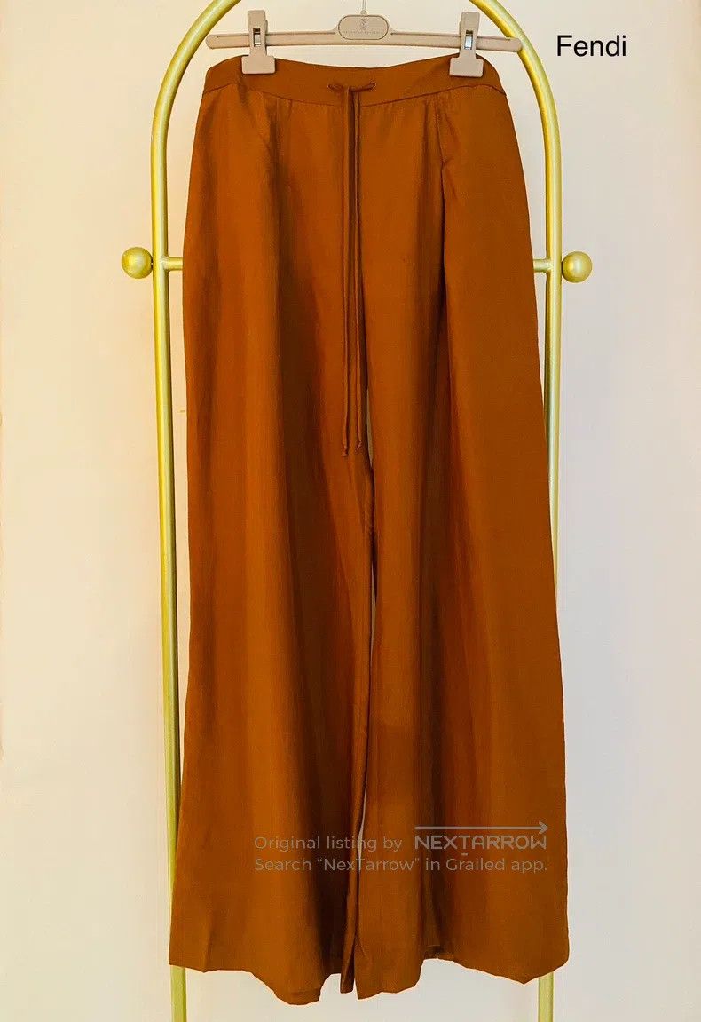 Fendi Fendi Camel color silk satin wide-leg pants Size 28" / US 6 / IT 42 - 1 Thumbnail
