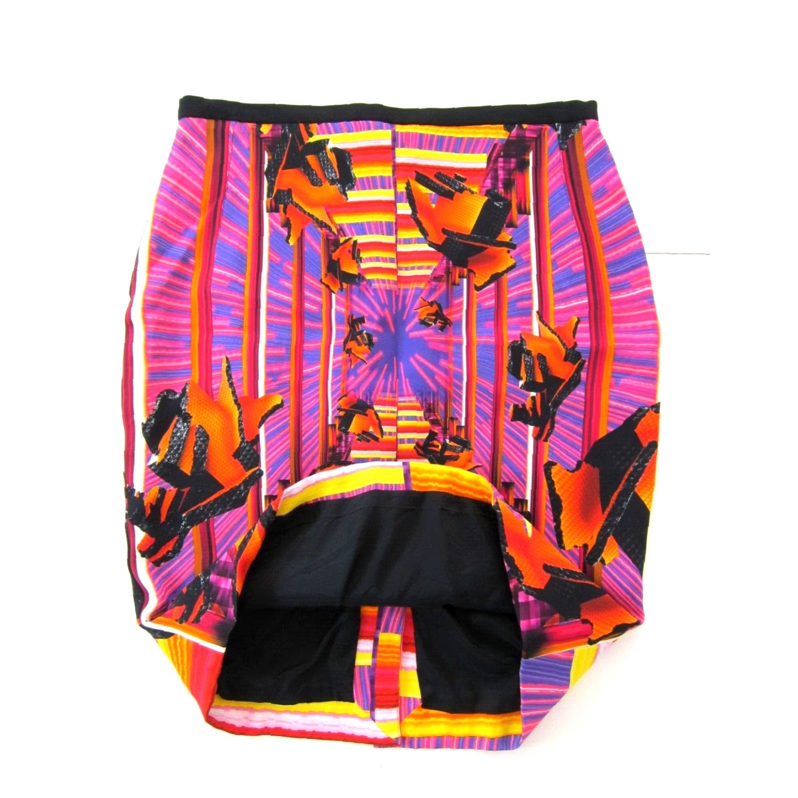 Peter Pilotto Vintage Peter Pilotto Pink Orange Black Geometric Retro Straight Pencil Skirt 14 Size 36" / US 14 / IT 50 - 8 Thumbnail
