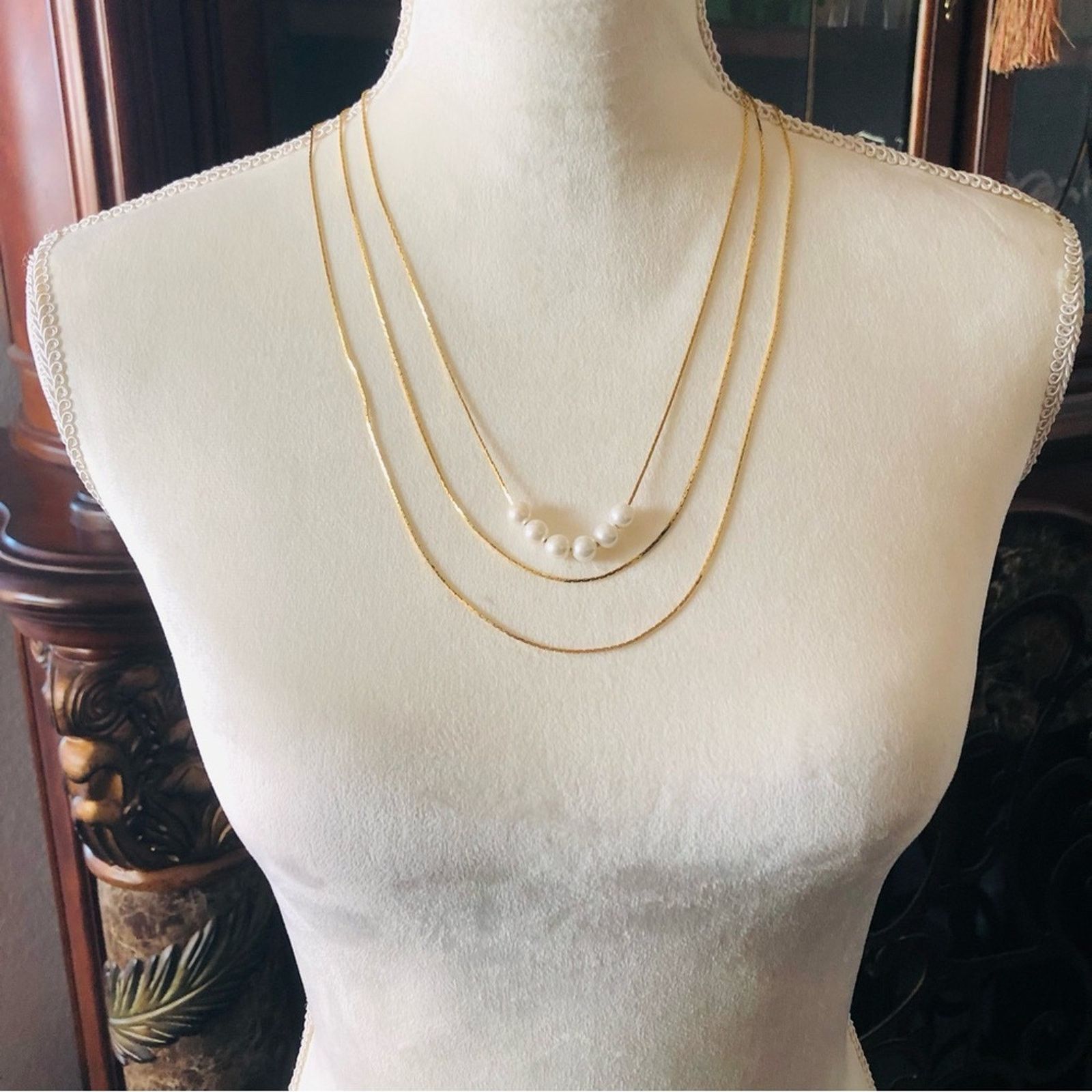 Vintage Vintage 80s triple strand gold chain necklace Size ONE SIZE - 5 Thumbnail