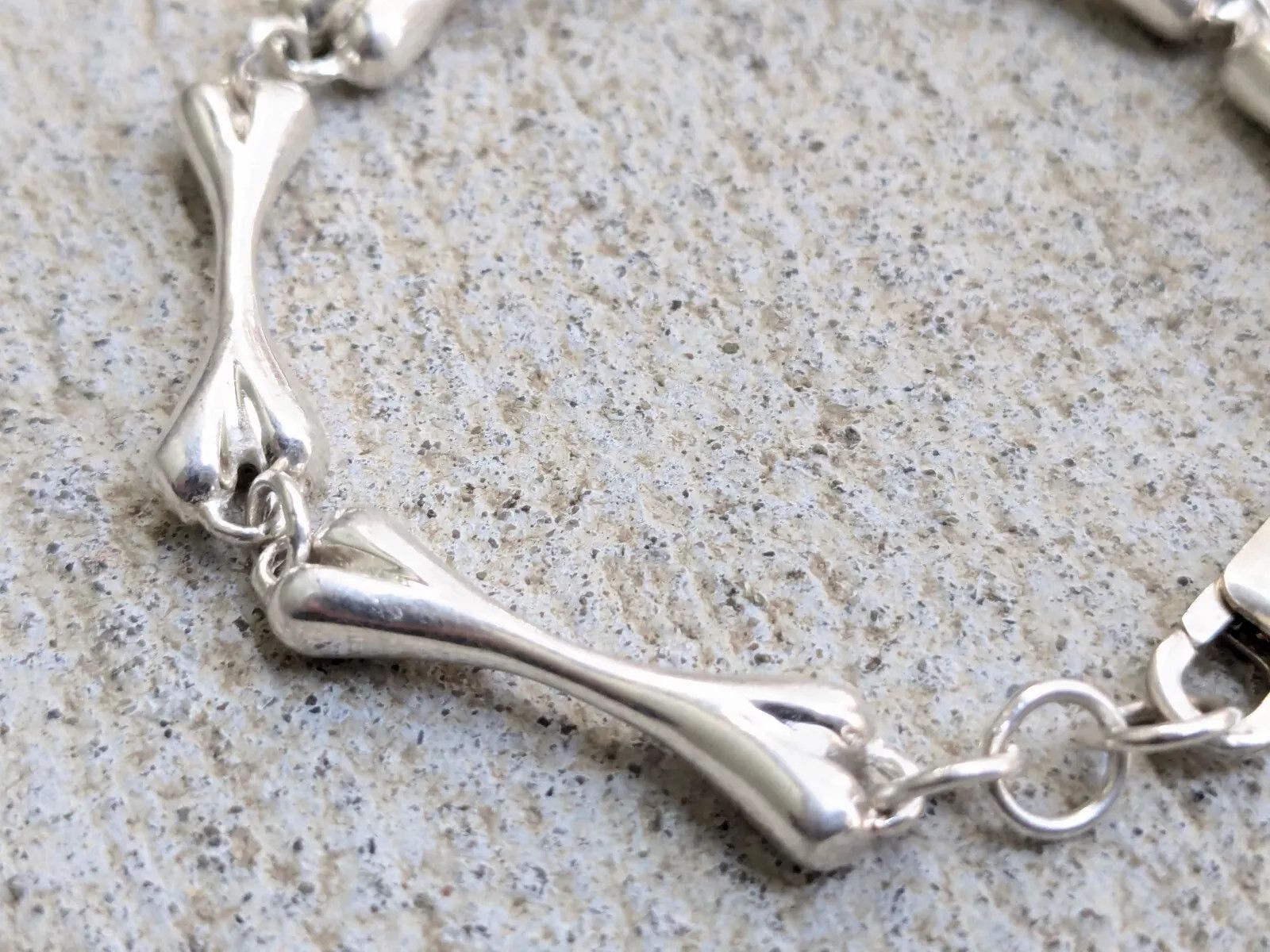 Sterling Silver Vintage Sterling Silver Bracelet Bone Skeleton 7.25" Size ONE SIZE - 3 Thumbnail