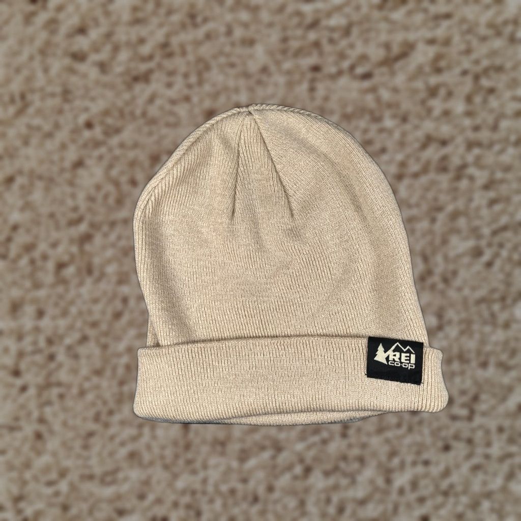 Vintage REI Co-op Beanie Toque Adult One Size Beige Knit Acrylic Wool Blend Hat Mens Beanie Cap Camp Outdoor Fishing 90s Size ONE SIZE - 1 Thumbnail