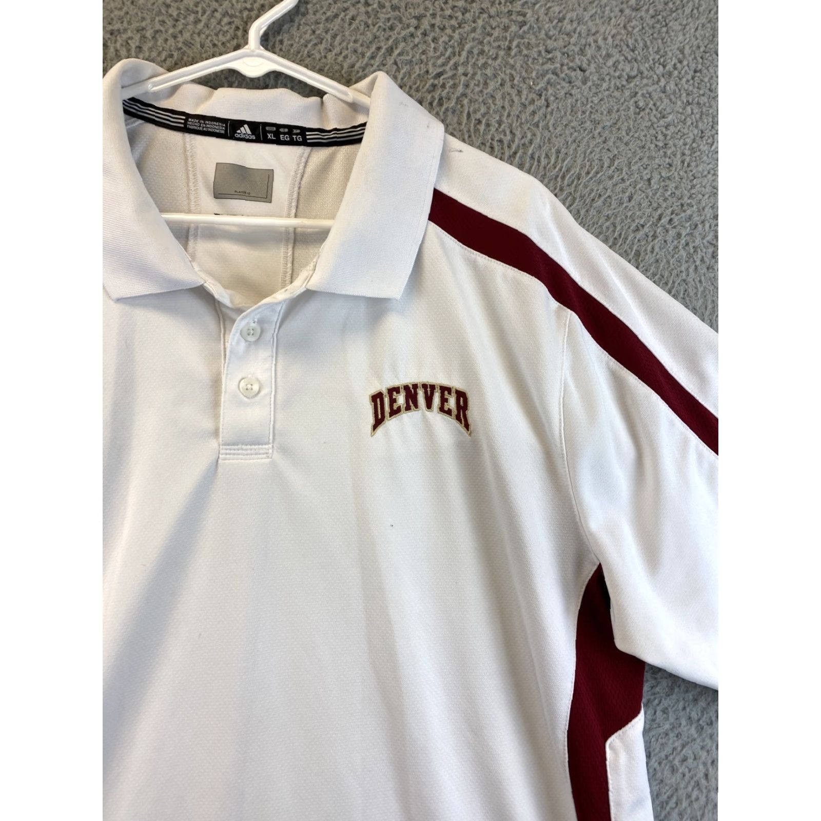 Adidas Adidas Ultimate White Maroon Golf Casual Polo Shirt XL Denver Logo /72-40 Size US XL / EU 56 / 4 - 3 Thumbnail
