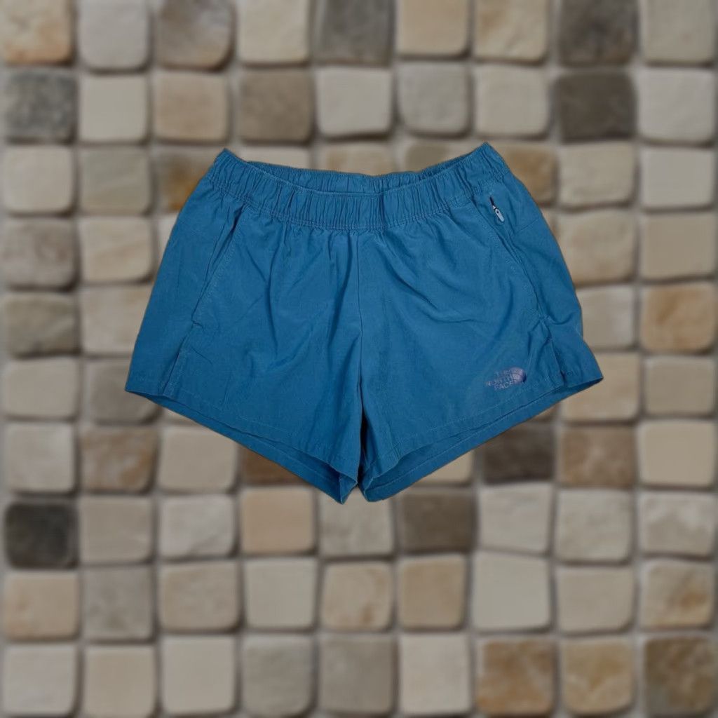 The North Face The North Face Running Shorts Womens Small Blue Logo Stretch Mid Rise Drawstring Size 28" / US 6 / IT 42 - 1 Thumbnail