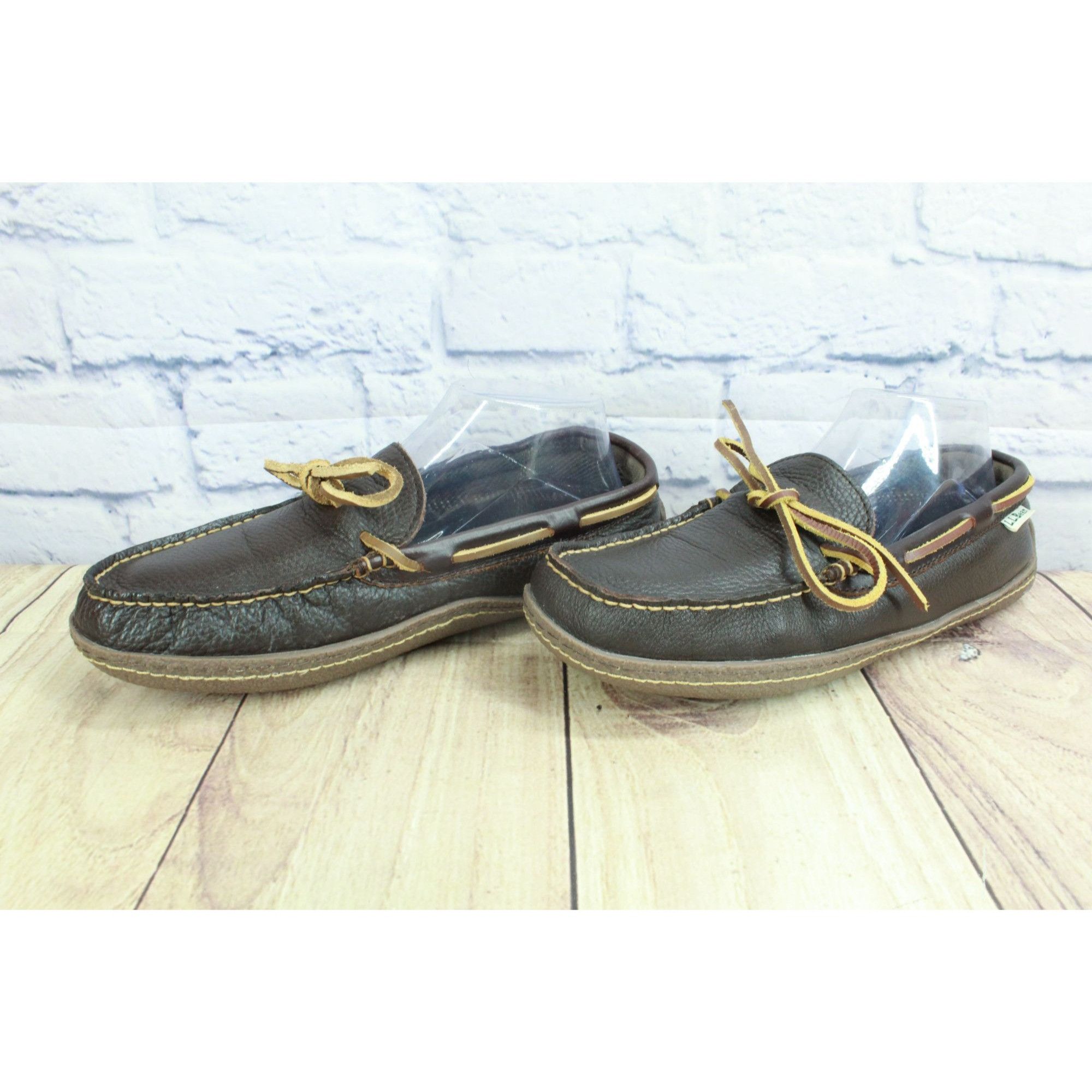 L.L. Bean L.L.Bean Brown Leather Flannel Slippers Men’s 8M Size US 8 / EU 41 - 3 Thumbnail