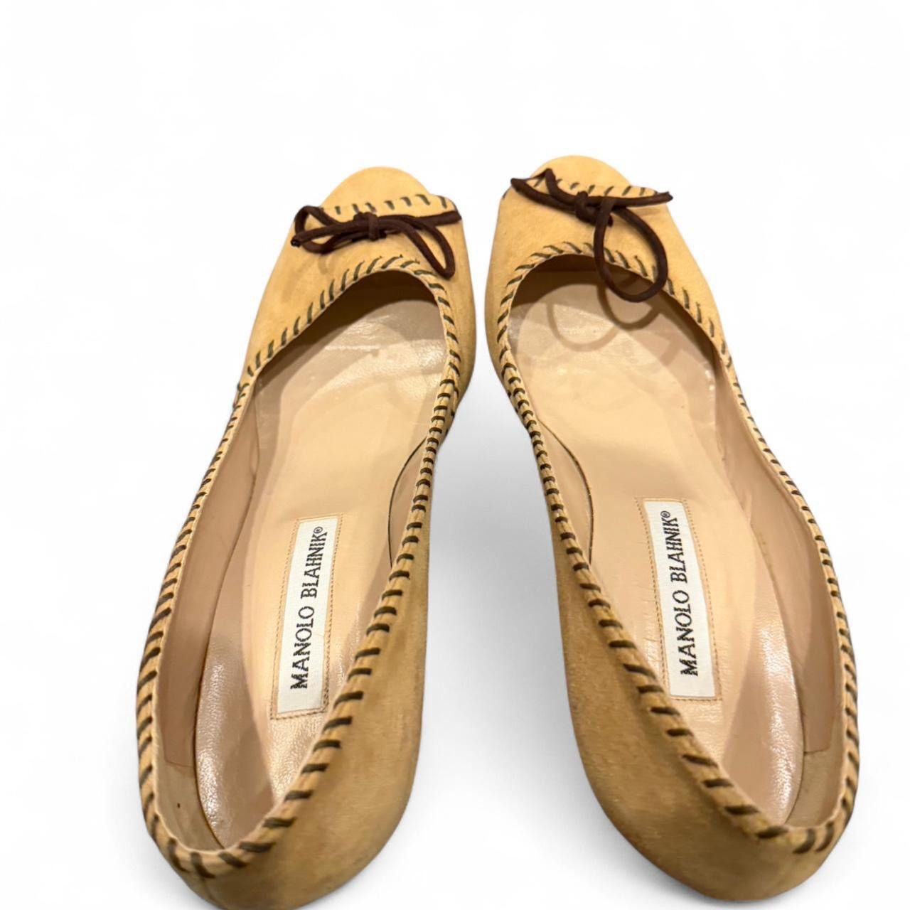 Manolo Blahnik Vintage Manolo Blahnik Suede Peep Toe Pumps Camel Size US 8.5 / IT 38.5 - 7 Thumbnail