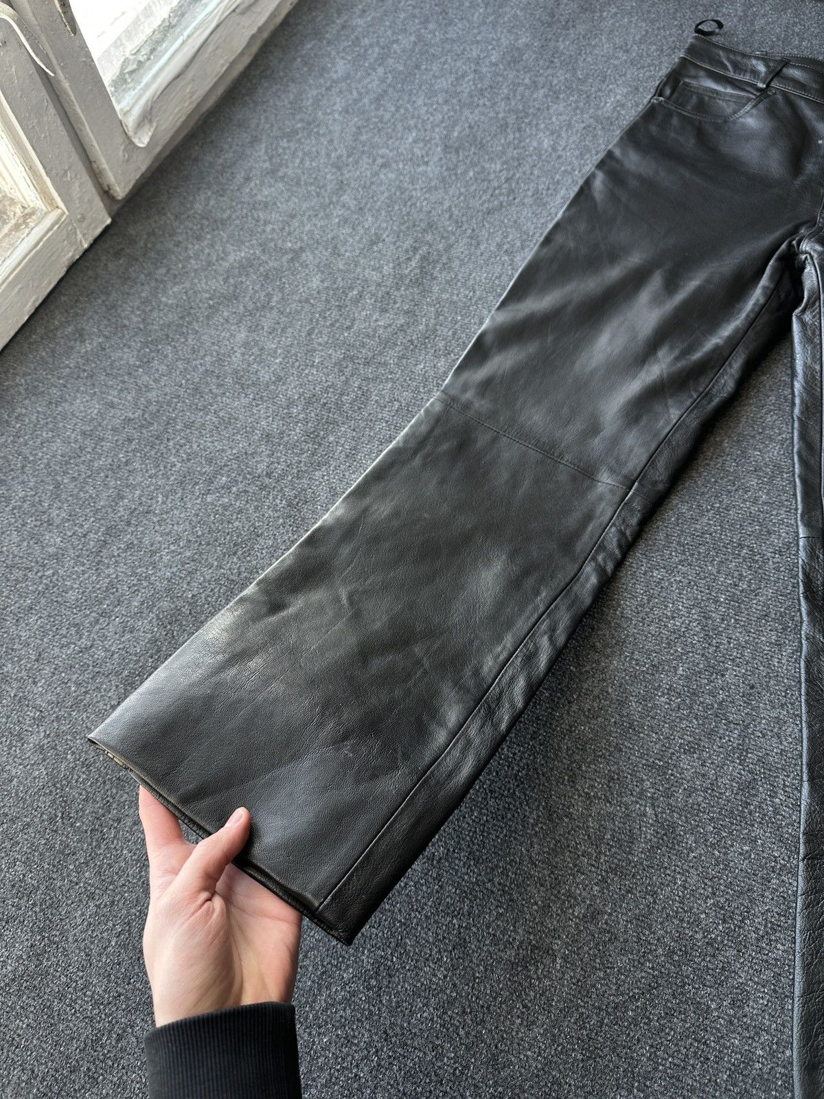 Leather 🚨GRAIL LEATHER PANTS RACING VNTG Cowboy Biker Leather Pants Size US 30 / EU 46 - 4 Thumbnail