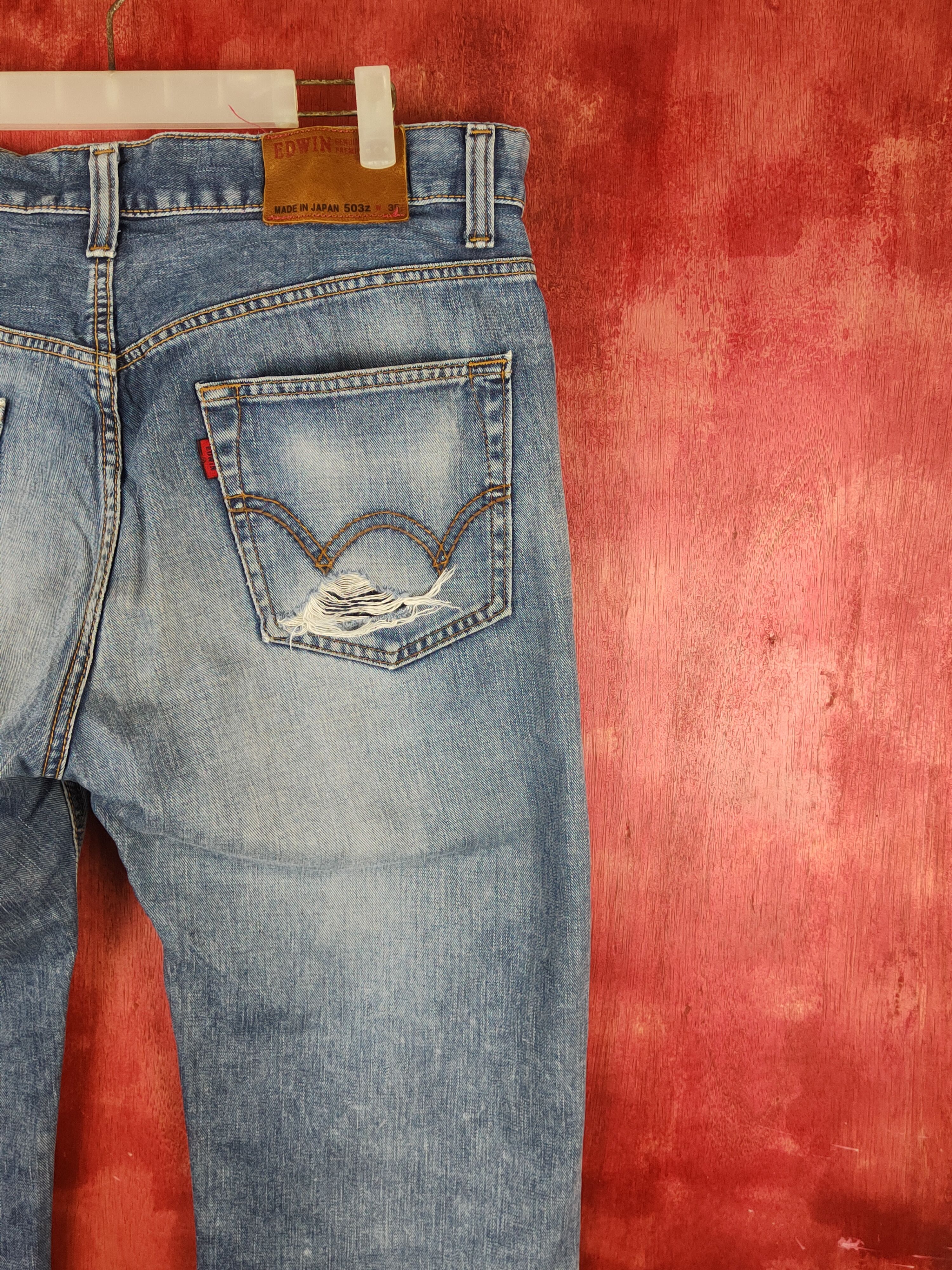 Edwin Edwin Blue Faded Distressed Ripped Jeans #S1662 Size US 36 / EU 52 - 13 Thumbnail
