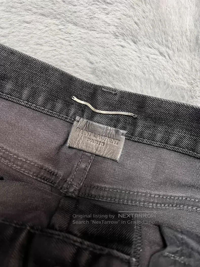 Saint Laurent Paris Saint Laurent Paris Black Flocked Rubber Brushed Straight Size US 29 - 3 Thumbnail