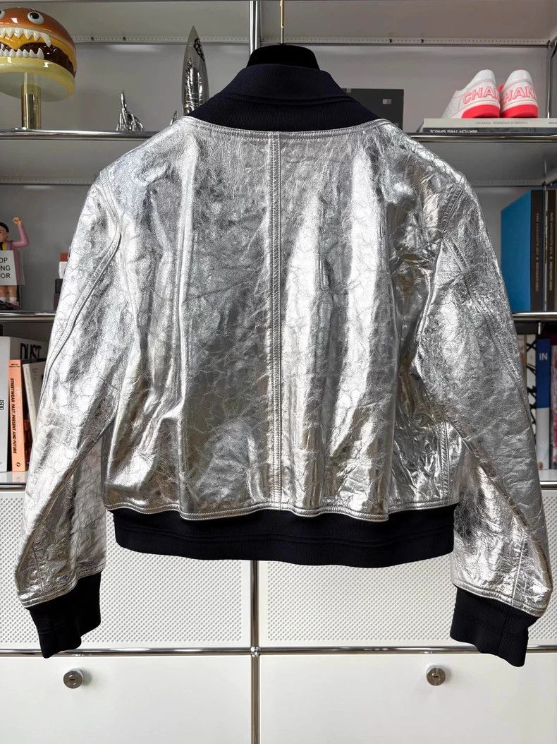 Chanel Chanel Silver pleated double C logo sheepskin jacket Size S / US 4 / IT 40 - 3 Thumbnail