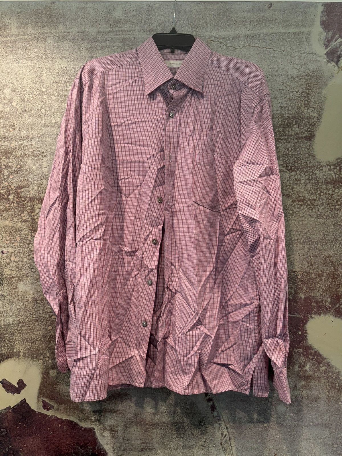 Ermenegildo Zegna Ermenegildo Zegna Pink and Blue Fine Plaid Button Up Shirt Size US XL / EU 56 / 4 - 1 Thumbnail