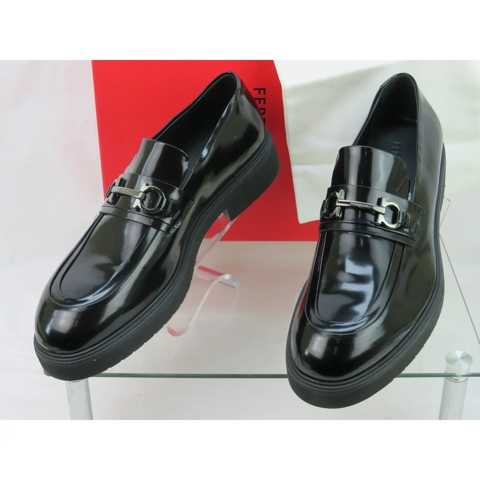 Salvatore Ferragamo FERRAGAMO FIORELLO BLACK PATENT LEATHER GANCINI LOAFERS 8.5 Size US 9.5 / EU 42-43 - 9 Thumbnail