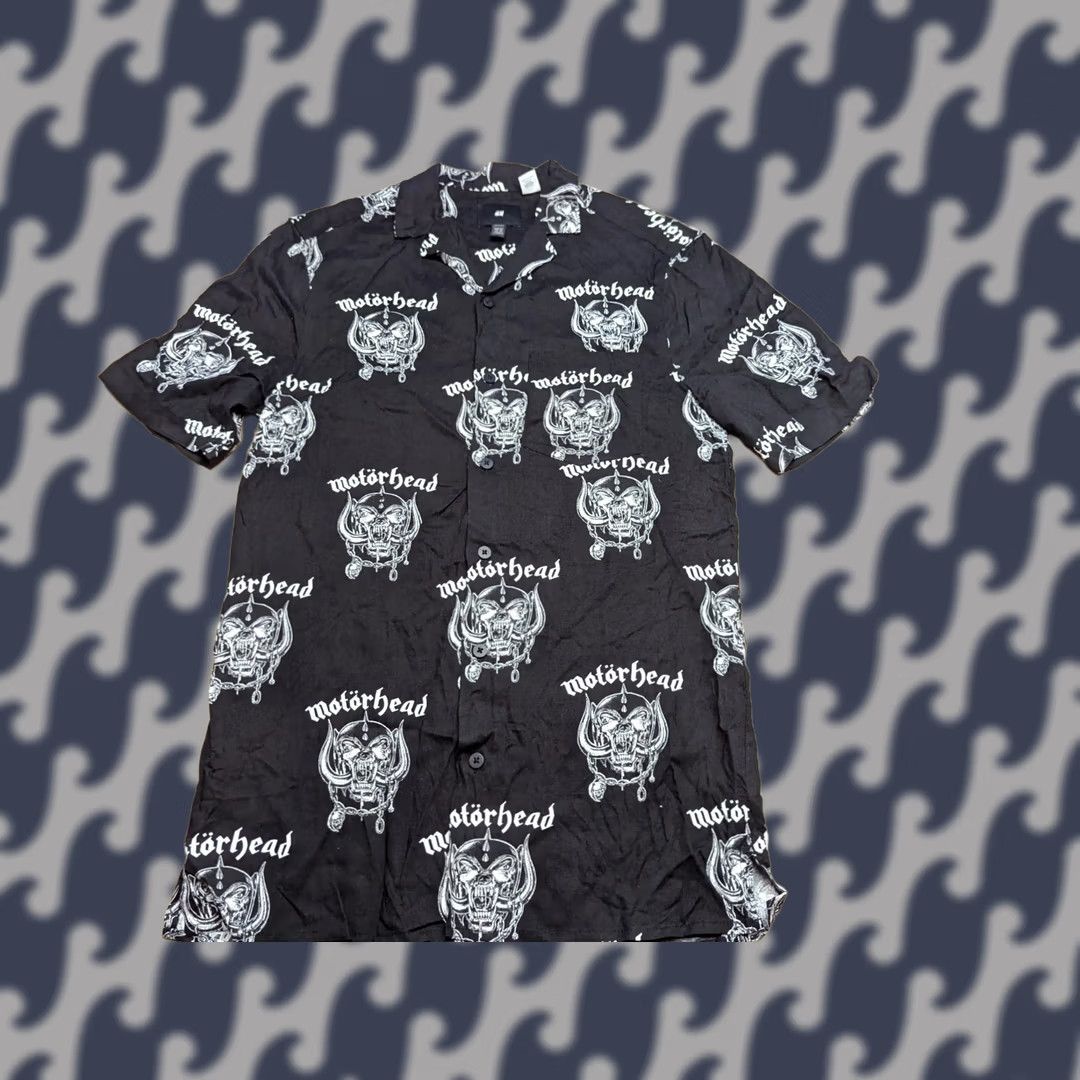 H&M H&M Motorhead Button Up Shirt Mens XS Black White AOP Short Sleeves Size US XS / EU 42 / 0 - 1 Thumbnail