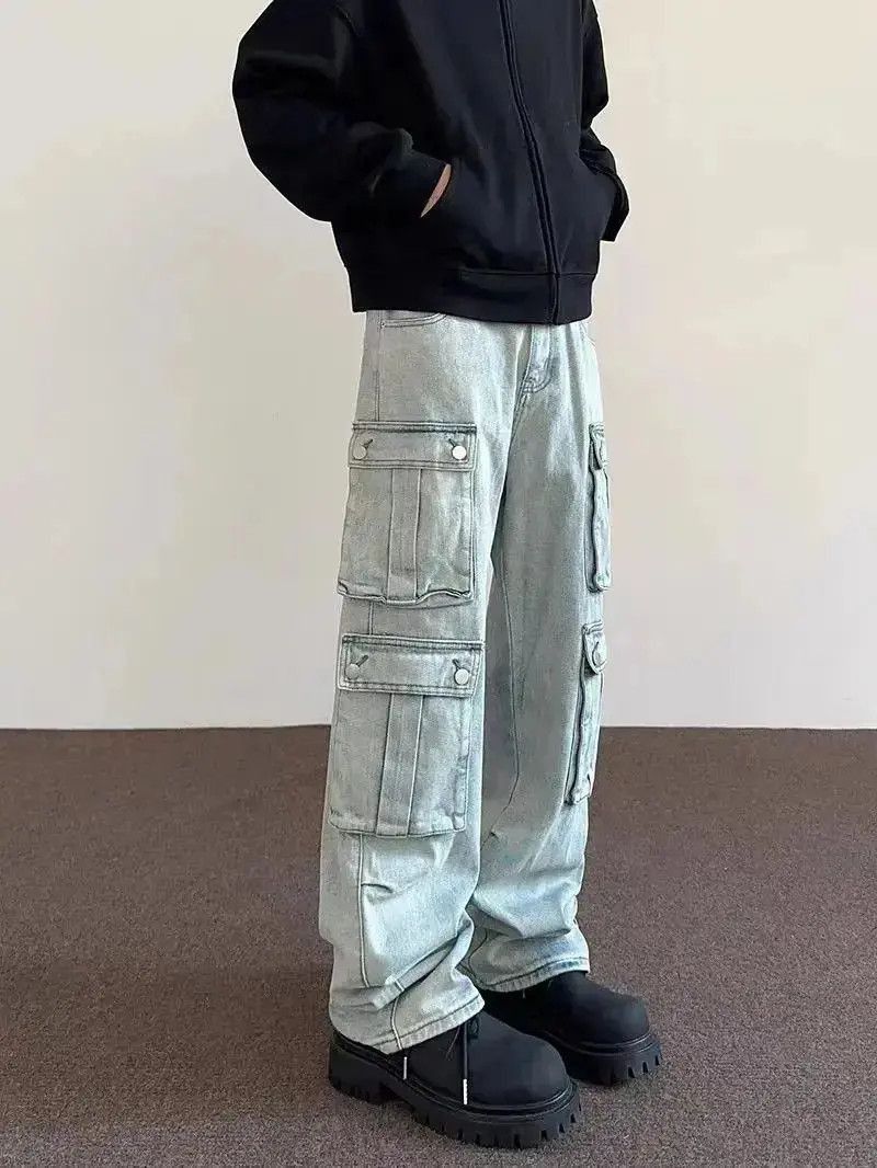 Japanese Brand Street wash multi-pocket casual jeans Size US 34 / EU 50 - 5 Thumbnail