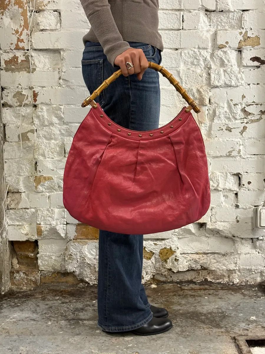 Gucci Gucci Pink Leather Bamboo Handle Shoulder Bag Size ONE SIZE - 3 Thumbnail