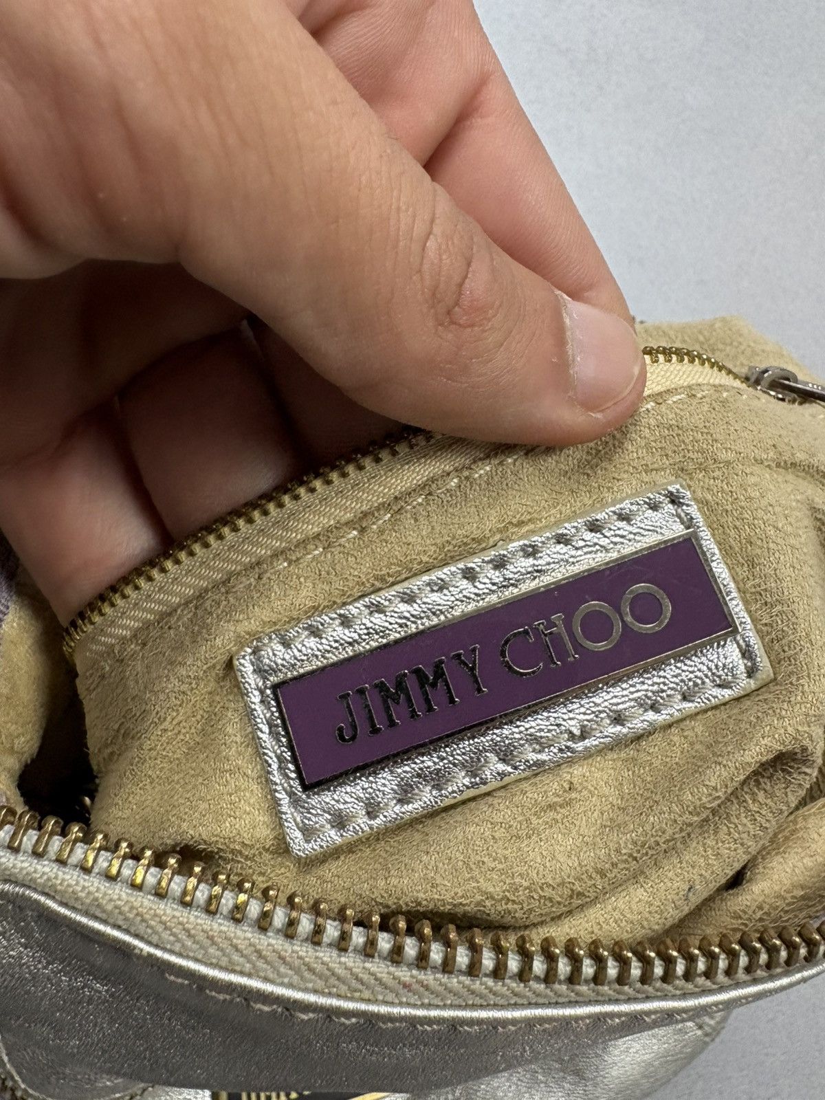 Jimmy Choo Jimmy Choo Metallic Silver Wristlet Clutch Bag Leather Size ONE SIZE - 15 Thumbnail