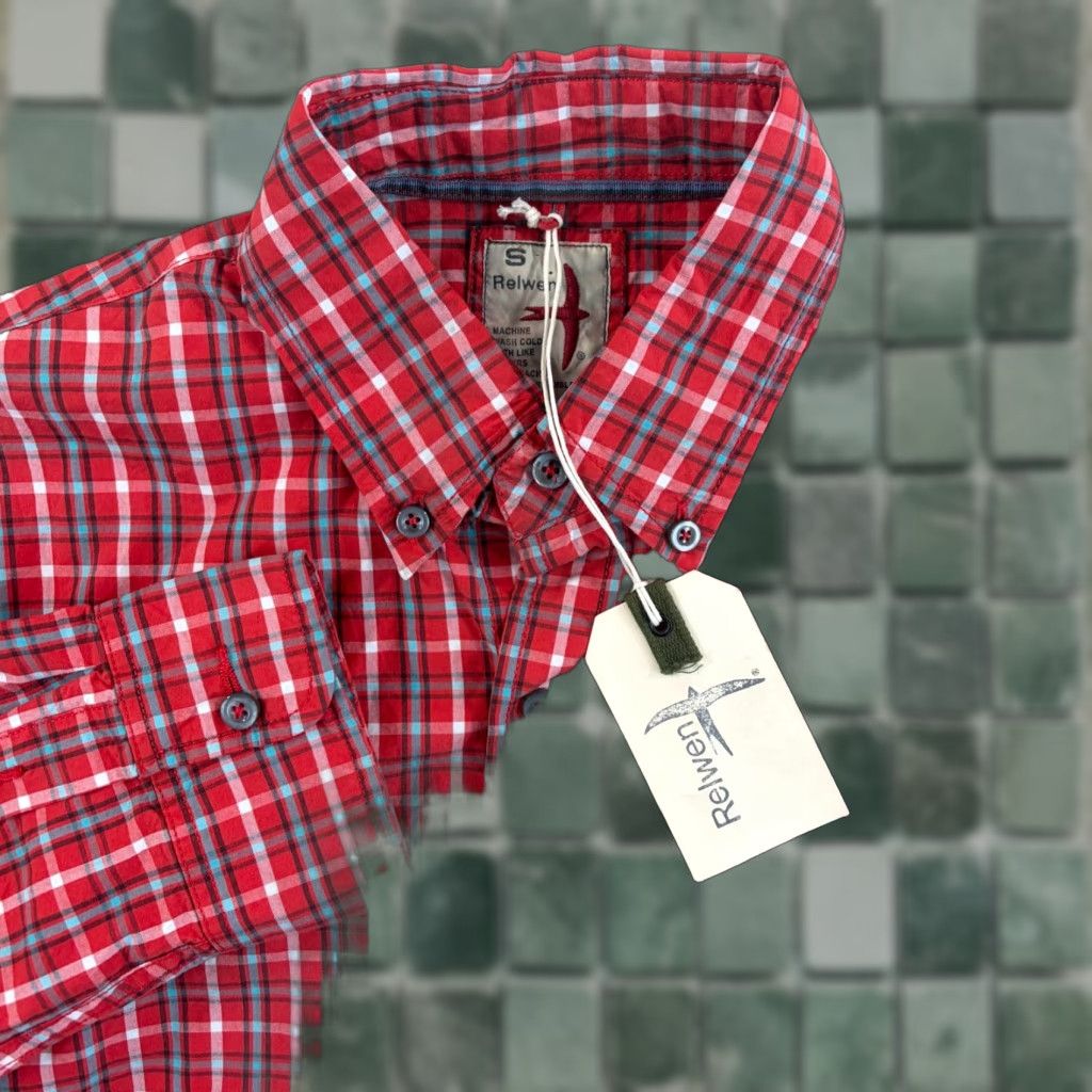 Relwen Relwen Work Shirt Men Small Red Madras Plaid Long Sleeve Button-Up Shirt, Casual, Travel, Workwear, NWT, Cotton, Regular Fit, Red Size US S / EU 44-46 / 1 - 1 Thumbnail