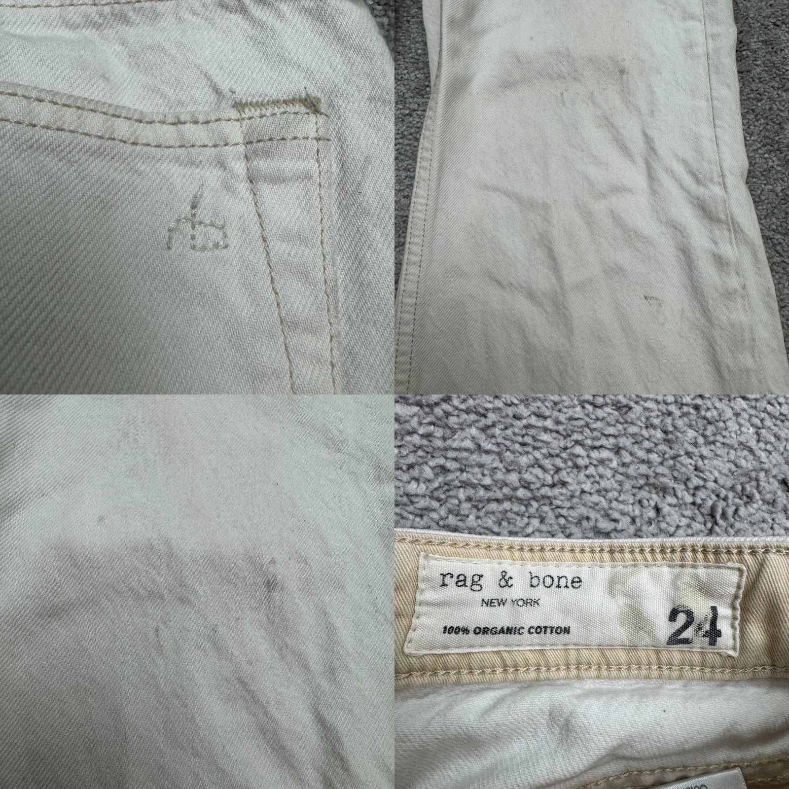 Rag & Bone rag & bone Jeans Womens 24 Cropped High Rise Slim Denim 26 Inseam White Button Fly 5-Pocket Size 42" / US 20 - 8 Thumbnail