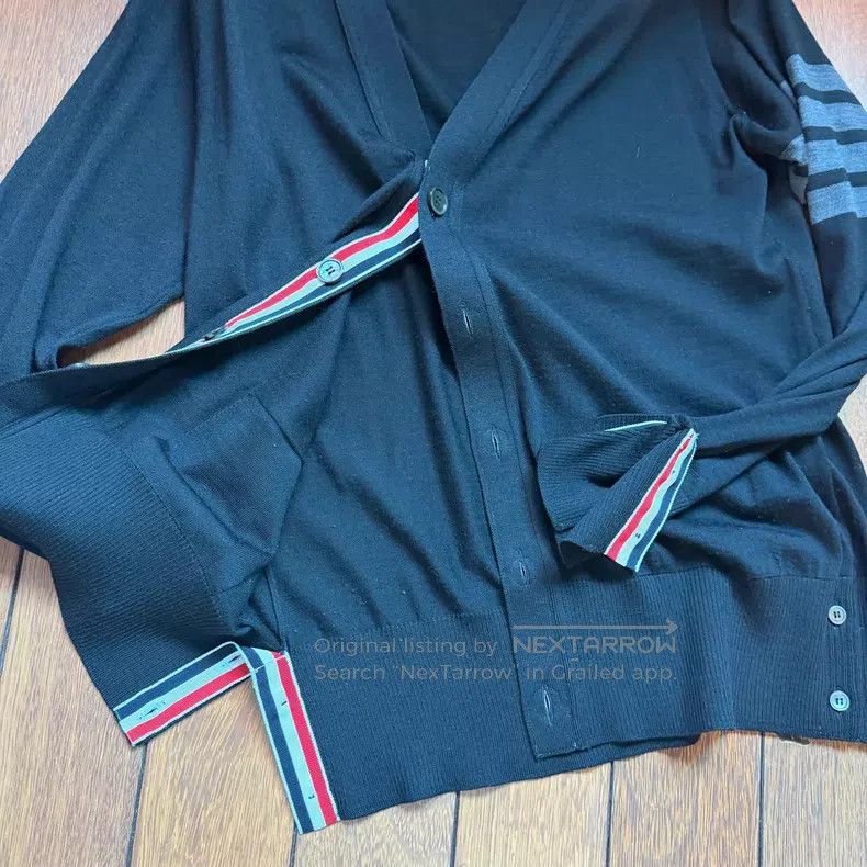 Thom Browne Thom Browne Classic Striped Wool Knit V-Neck Cardigan Swea Size US M / EU 48-50 / 2 - 6 Thumbnail