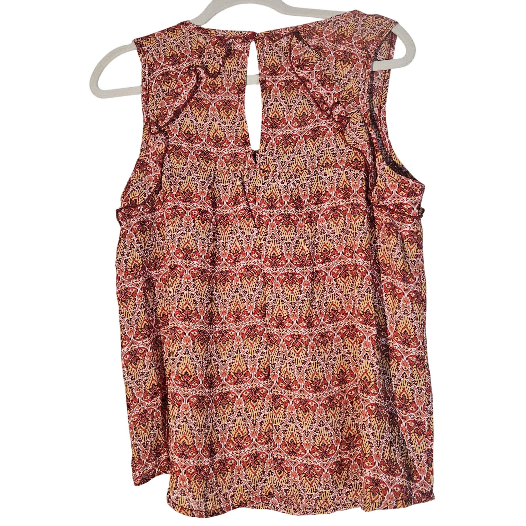 Other Lily White Boho Print Sleeveless Ruffle Tank Top M – Festiva Size M / US 6-8 / IT 42-44 - 2 Thumbnail