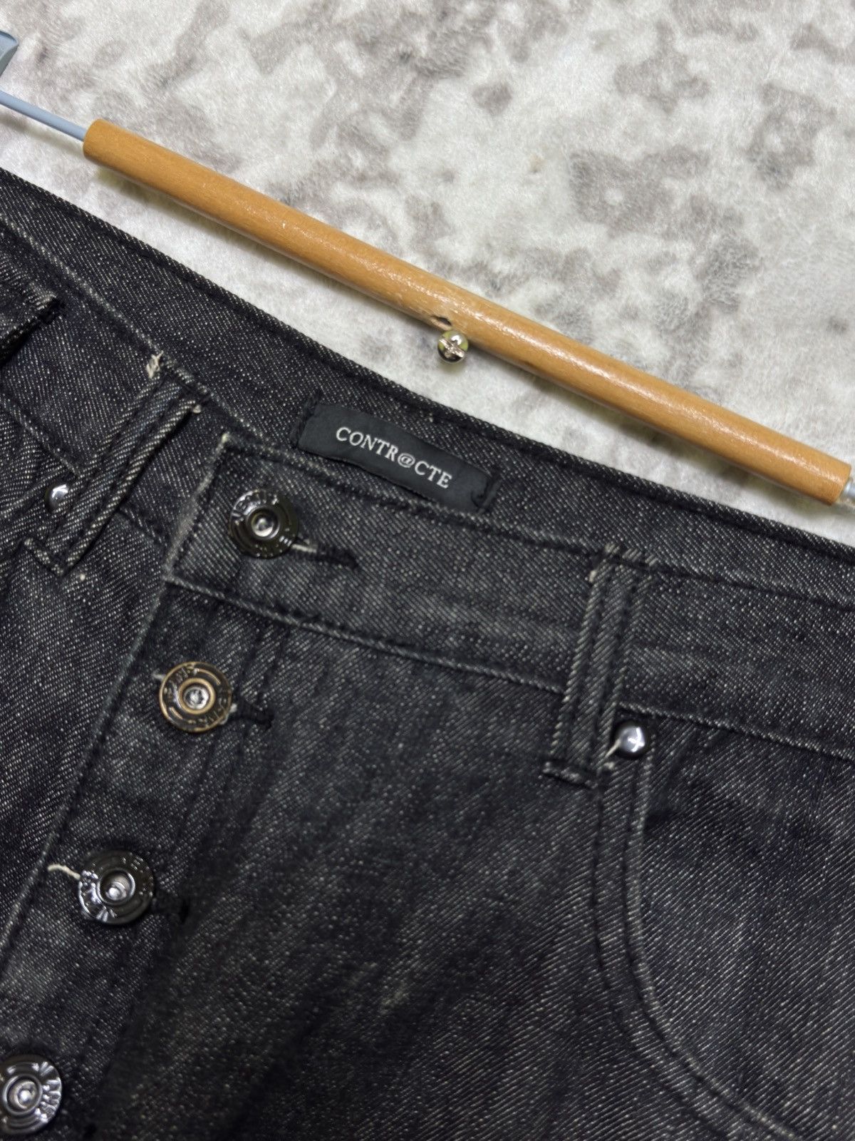 Japanese Brand CONTRACTE Long Rise Crotch Panel Denim Avant Garde Pants Size US 32 / EU 48 - 7 Thumbnail