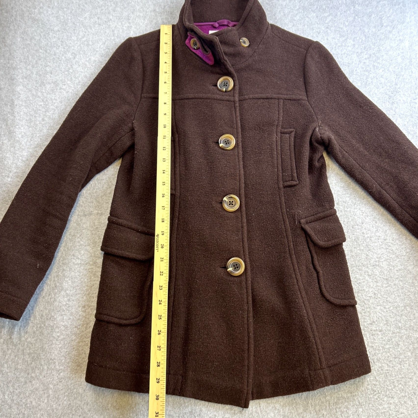 Old Navy Old Navy Coat Womens Medium Brown Wool Blend Mock Neck Button Up Jacket Size M / US 6-8 / IT 42-44 - 3 Thumbnail