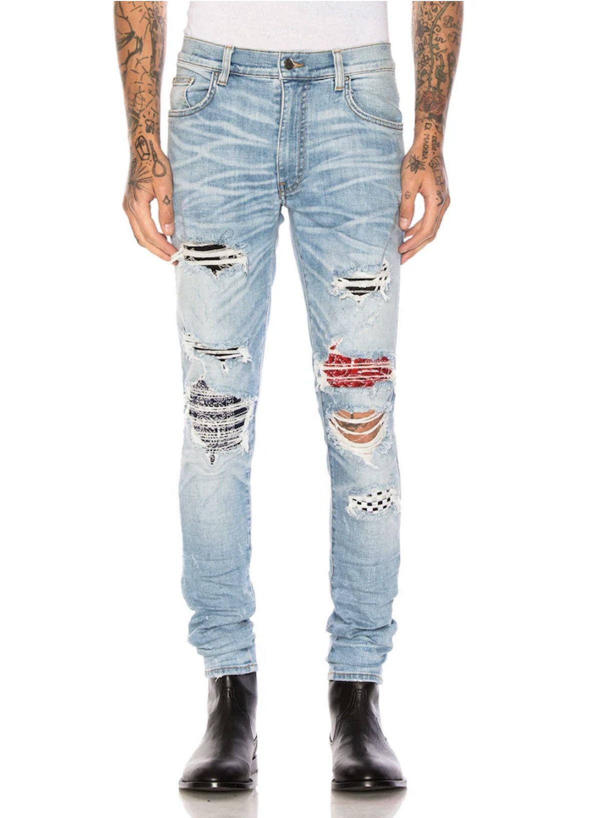 Amiri AMIRI Bandana Art Patch Skinny Denim Jeans Rosebowl Size 34 Size US 34 / EU 50 - 9 Thumbnail