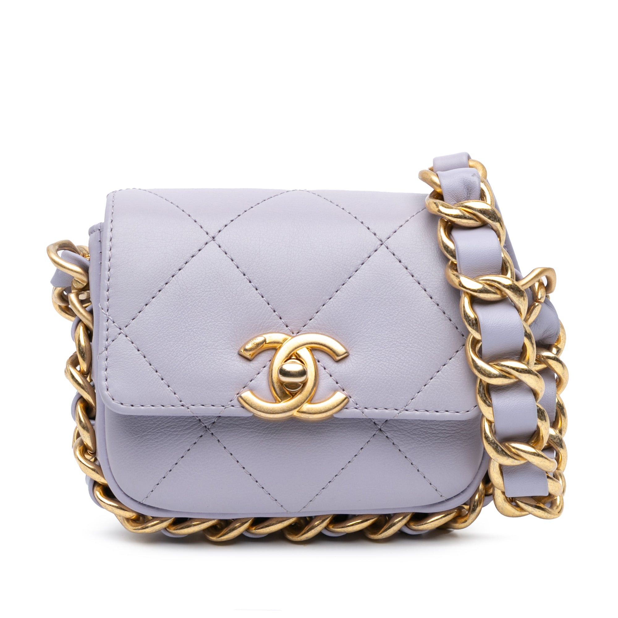 Chanel Chanel Mini Quilted Calfskin Framing Chain Flap Purple Size ONE SIZE - 1 Thumbnail