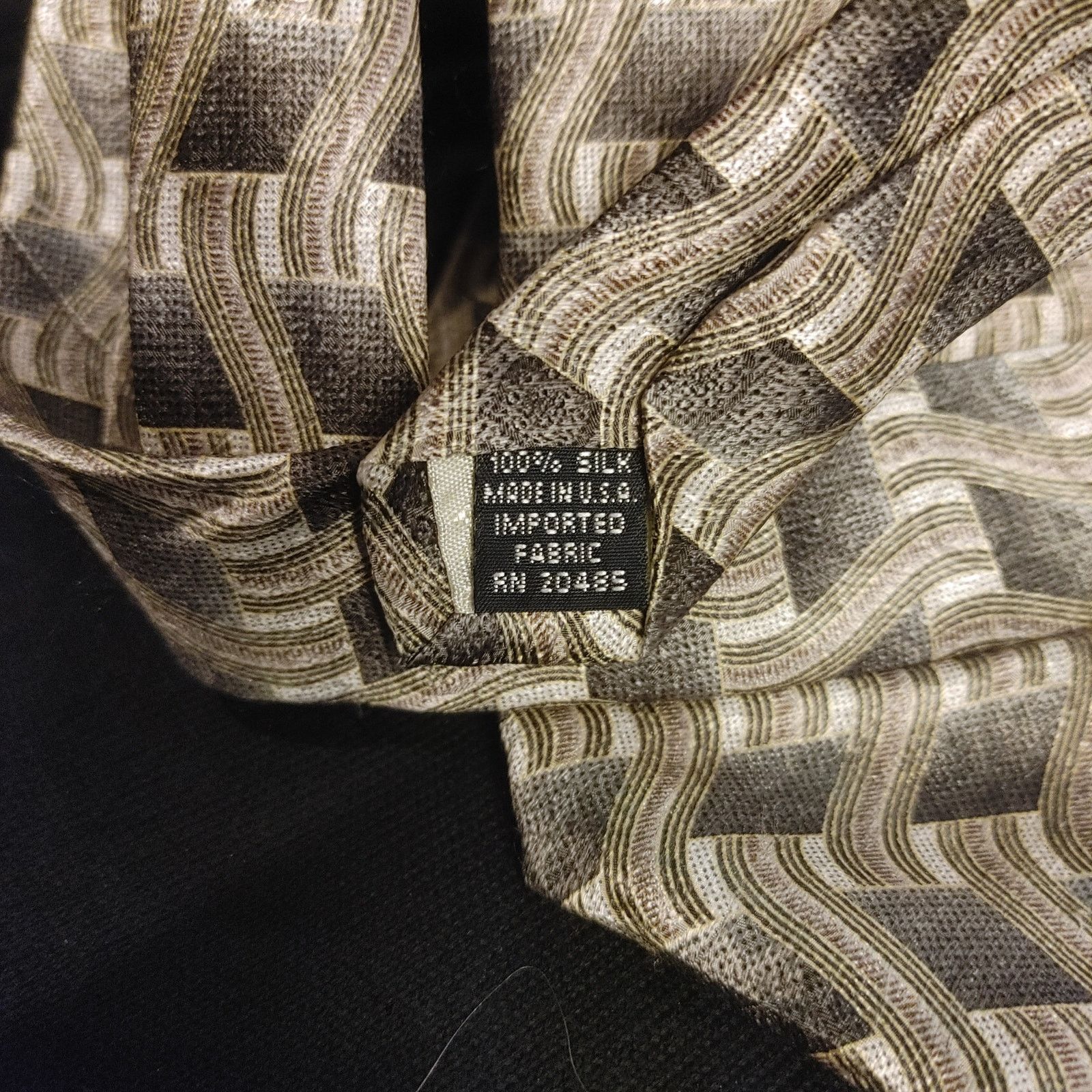 Stafford Stafford Men's 100% Silk Brown/Gold Zig-Zag Neck Tie Size ONE SIZE - 2 Thumbnail