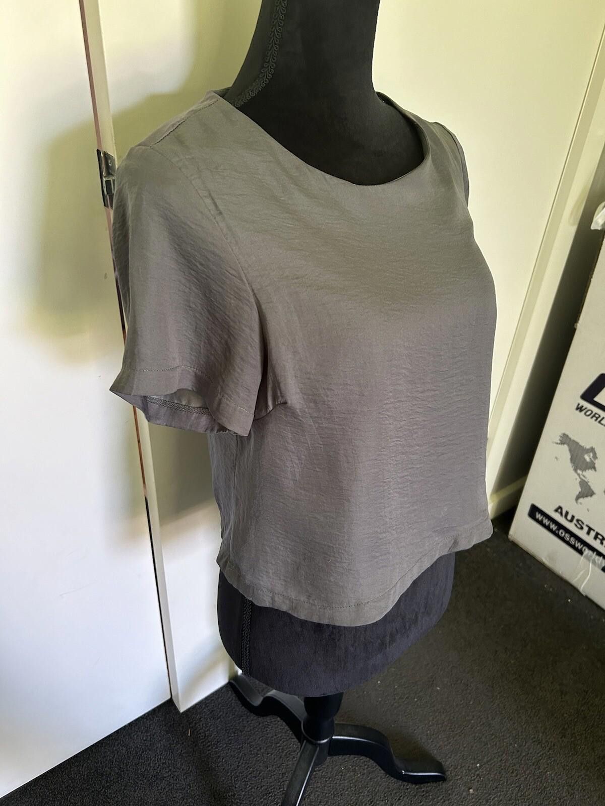 Designer PERFECT STRANGER Green Khaki Satin Feel Crop Top - Sz 8 Size S / US 4 / IT 40 - 2 Thumbnail