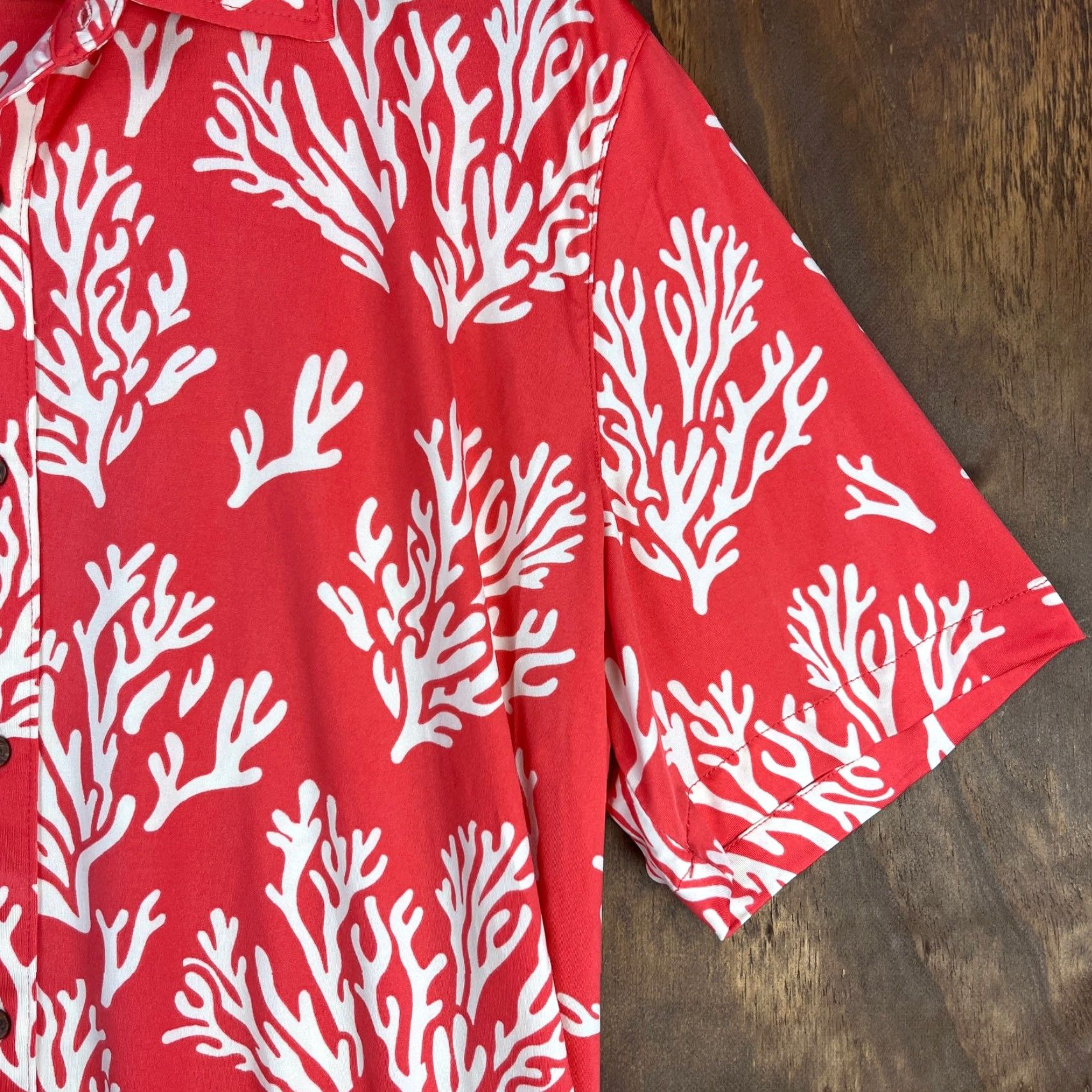 Vintage Margaritaville Mens Shirt Button-Down L Pink Deep Sea Coral Reef Pattern UPF +50 Short Sleeve Size US L / EU 52-54 / 3 - 5 Thumbnail
