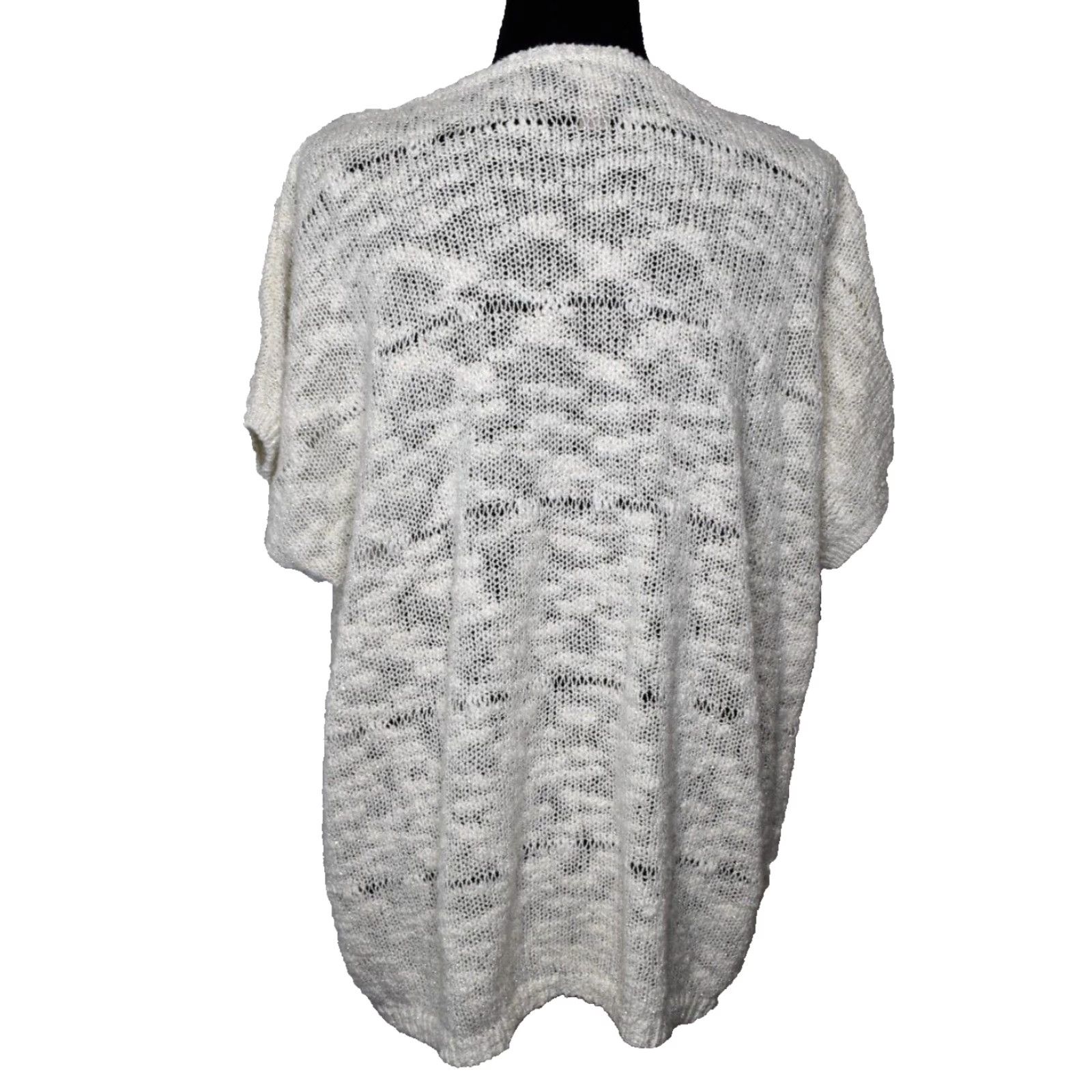 Vintage Chicos Shirt Sweater Short Sleeve Open-Knit Round Neck White Size 3 Womens Regular Pullover Size XS / US 0-2 / IT 36-38 - 2 Thumbnail