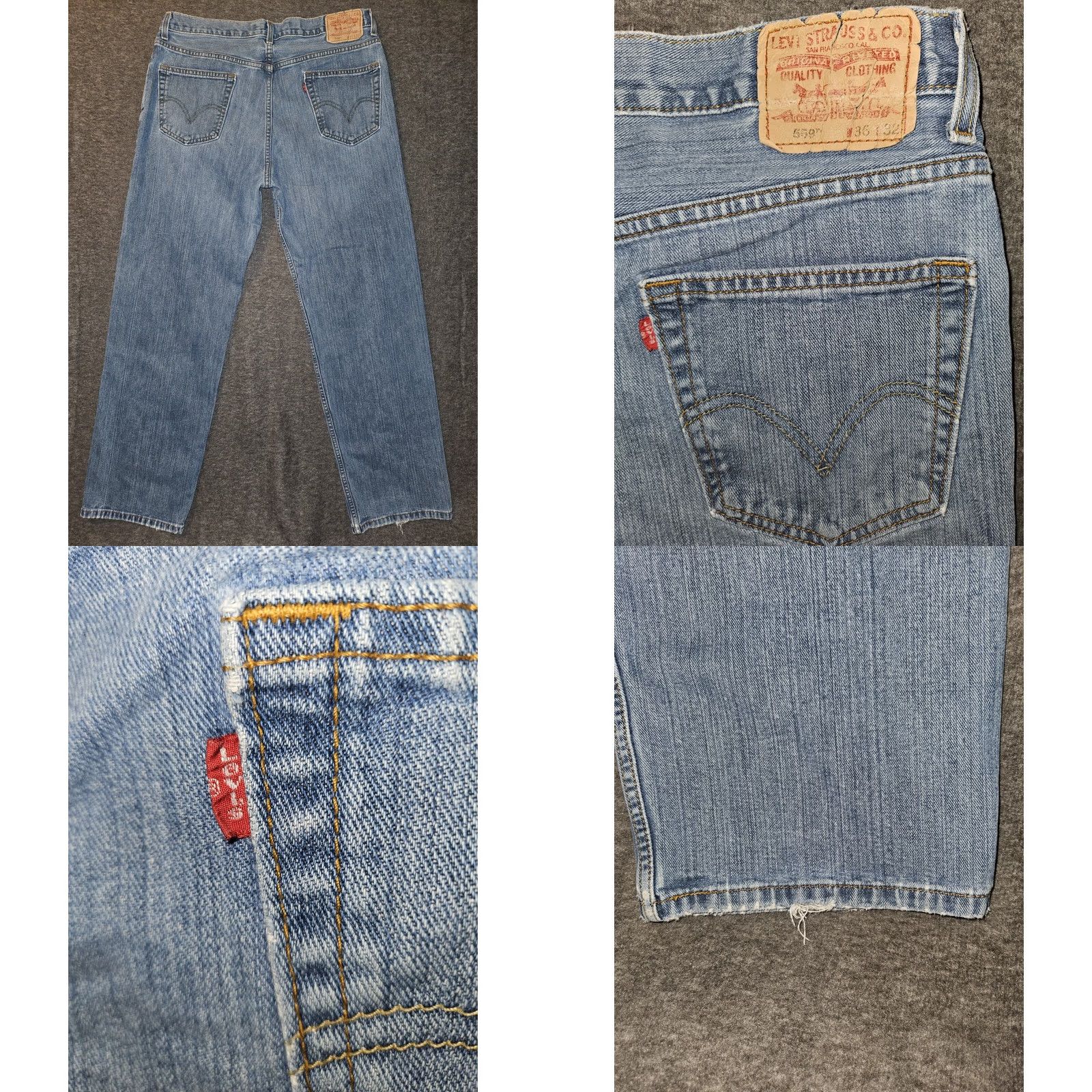 Levi's Levi's Relaxed Straight Leg Jeans Men's 36x30 100% Cotton Denim Casual Blue Logo 90s USA Distressed Pockets Regular 559 Jeans Mens Size US 36 / EU 52 - 8 Thumbnail