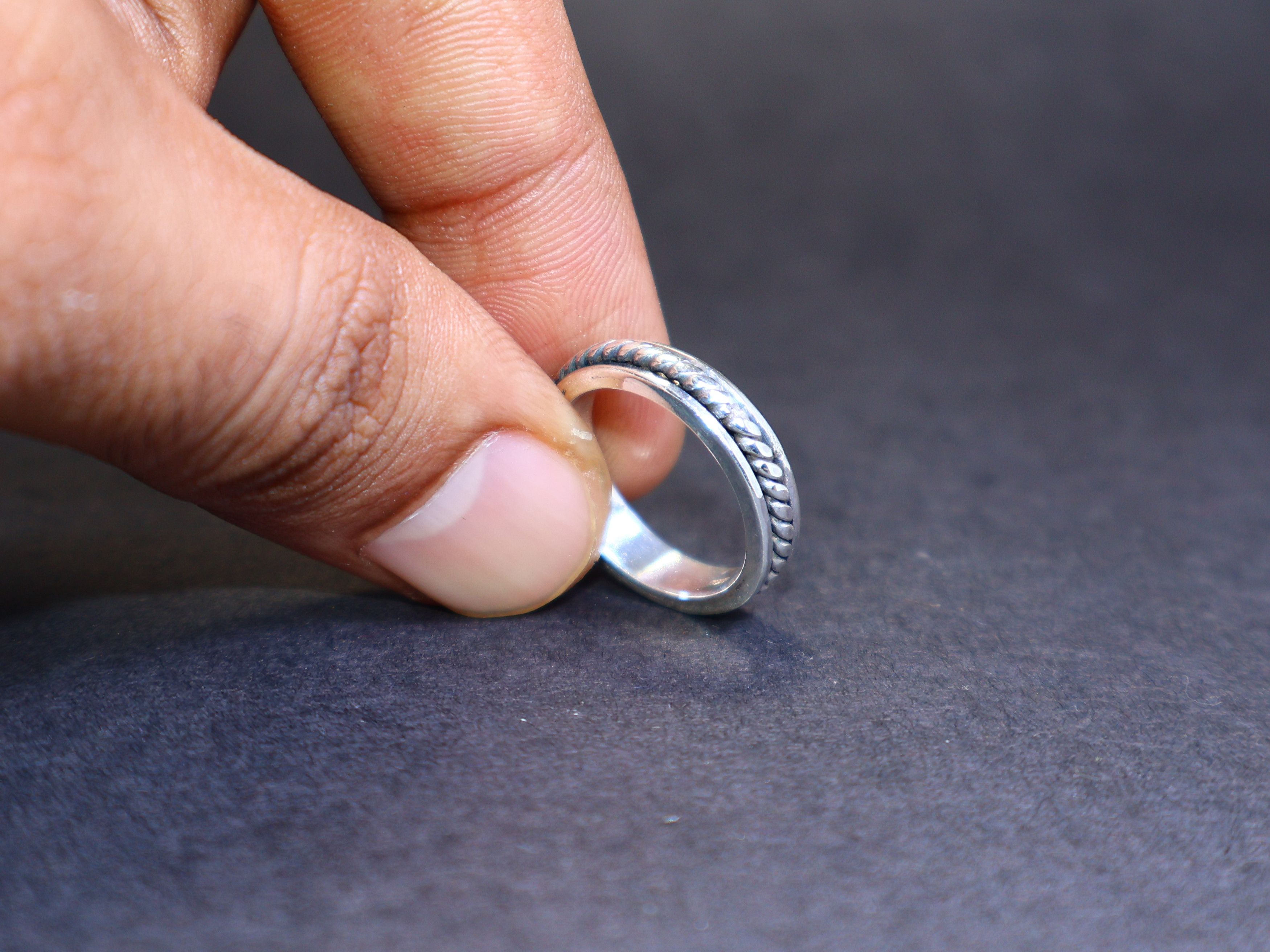 Handmade Spinner Band Ring, 925 Sterling Silver, Handmade Unisex Band Size ONE SIZE - 5 Thumbnail