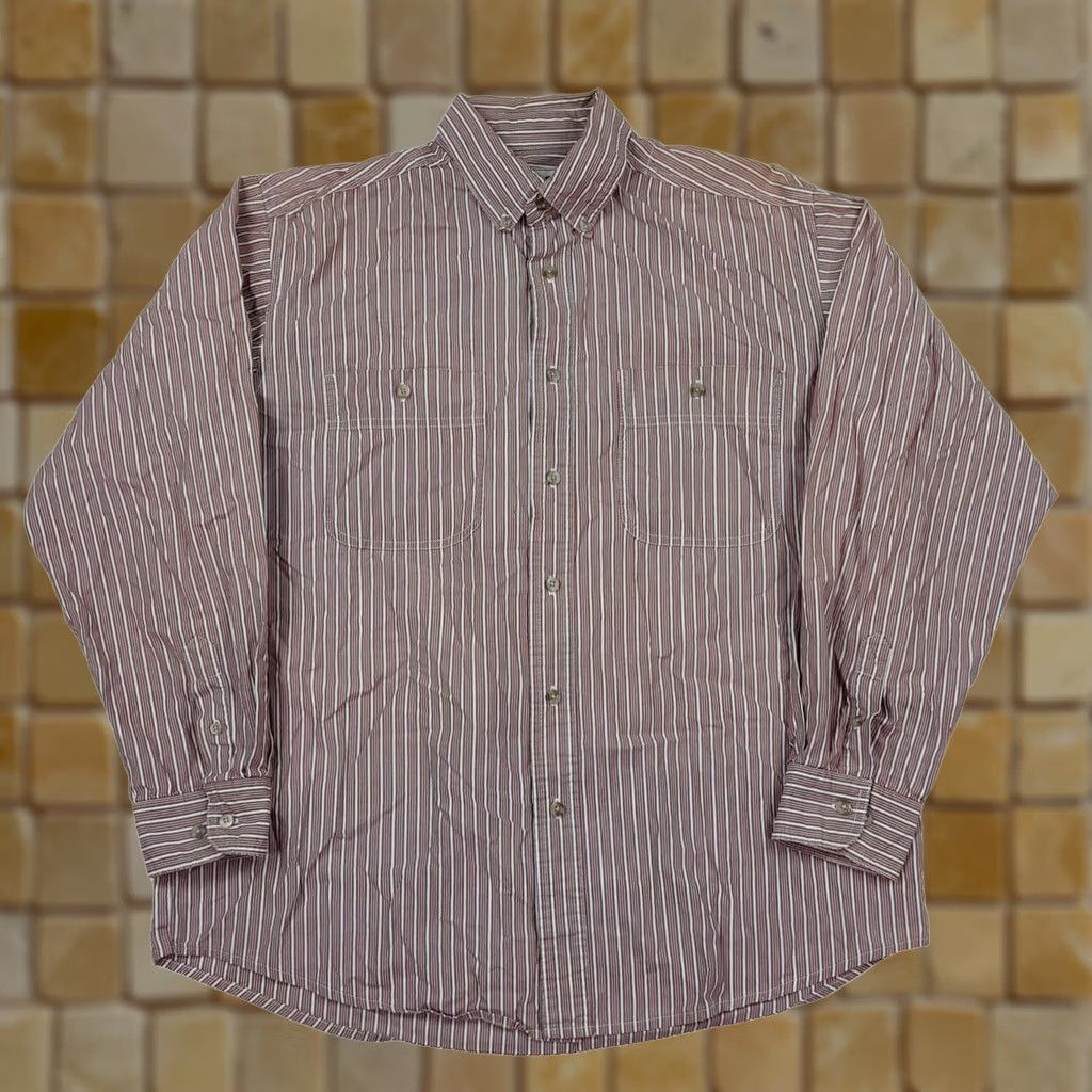 Wrangler VINTAGE Wrangler Striped Long Sleeve Men's L Button Up Dress Shirt Work Western Size 42R - 1 Thumbnail