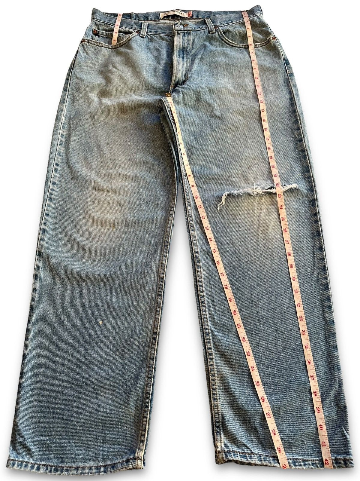 Levi's × Levi's Vintage Clothing Vintage 90s Levis 550 Ripped Distressed Baggy Jeans 35x30 Size US 35 - 12 Thumbnail