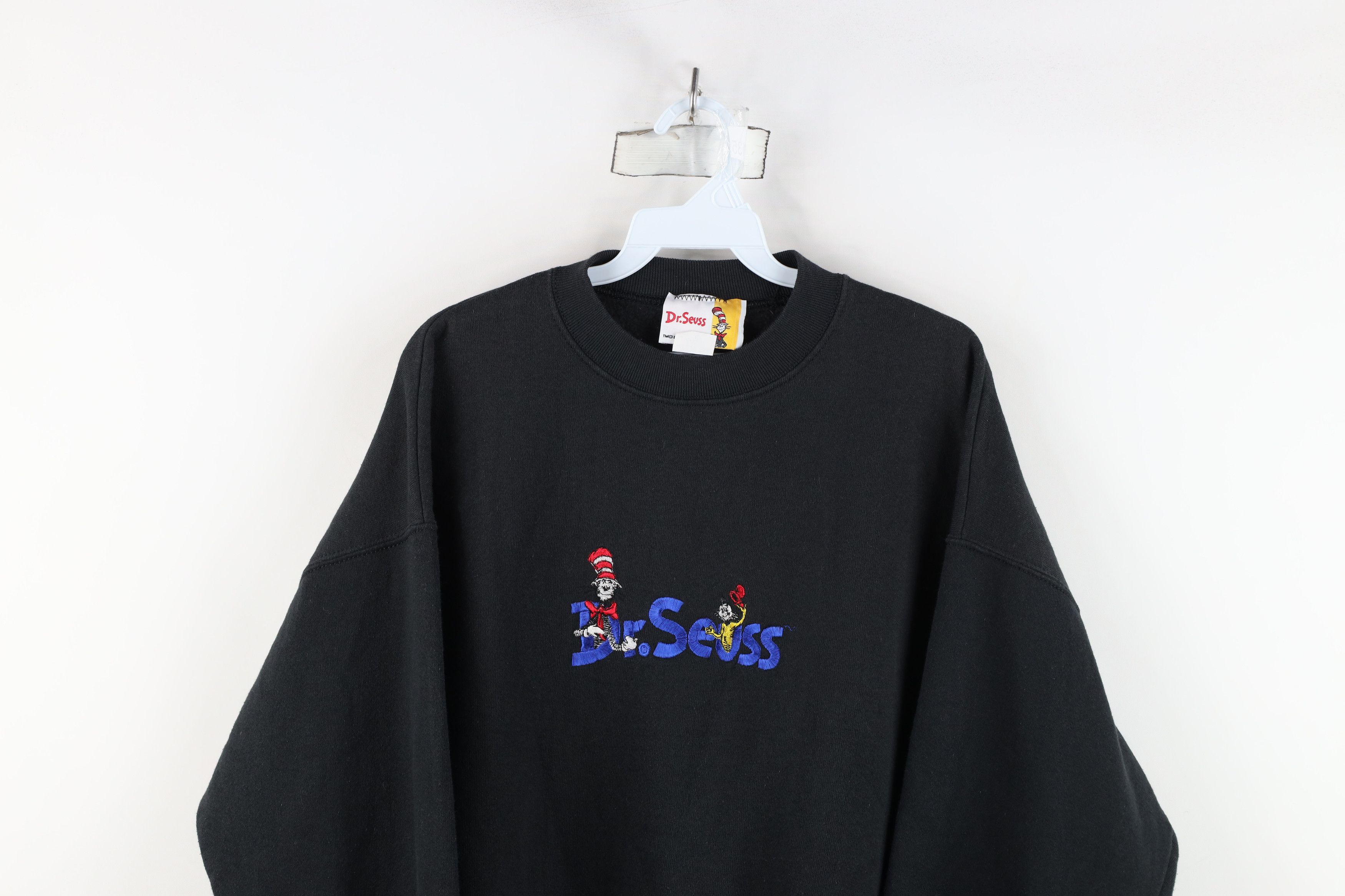 Vintage Vintage 90s Dr Seuss Spell Out Crewneck Sweatshirt Black USA Size XL / US 12-14 / IT 48-50 - 2 Thumbnail