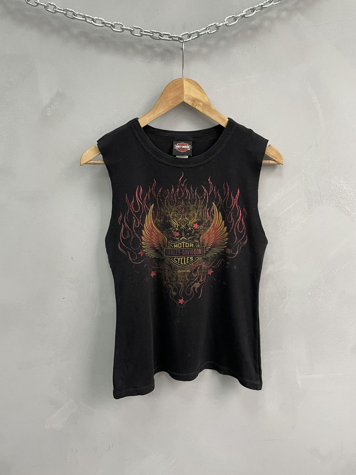 Harley Davidson Rare 90s flames haley davidson slim tank top y2k Size US M / EU 48-50 / 2 - 2 Thumbnail