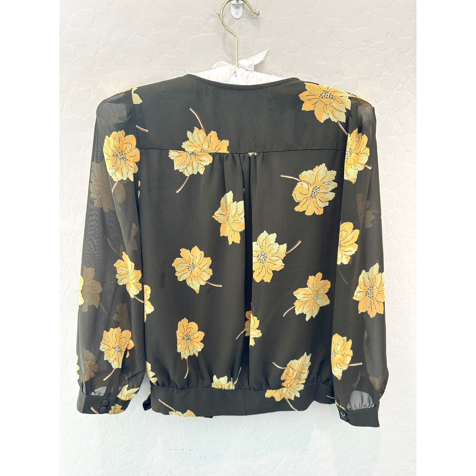 Madewell MADEWELL | Effie Green Floral Chiffon Wrap Blouse | Small Size S / US 4 / IT 40 - 3 Thumbnail