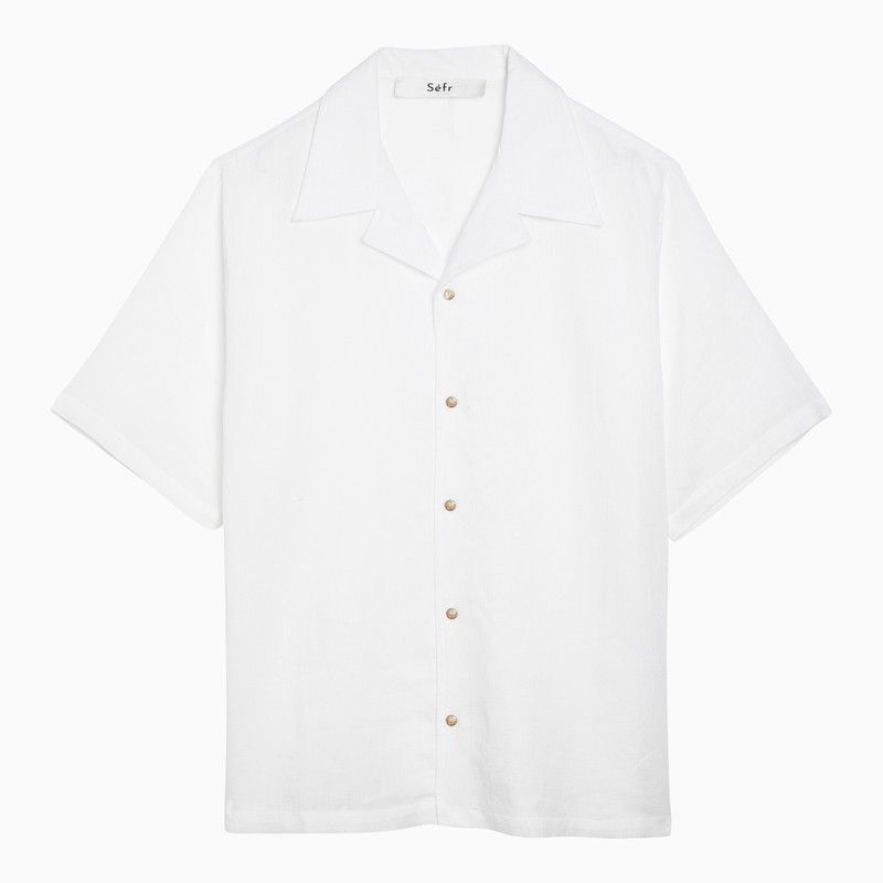 image of Sefr White Linen And Cotton Dalian Shirt, Men's (Size Large)