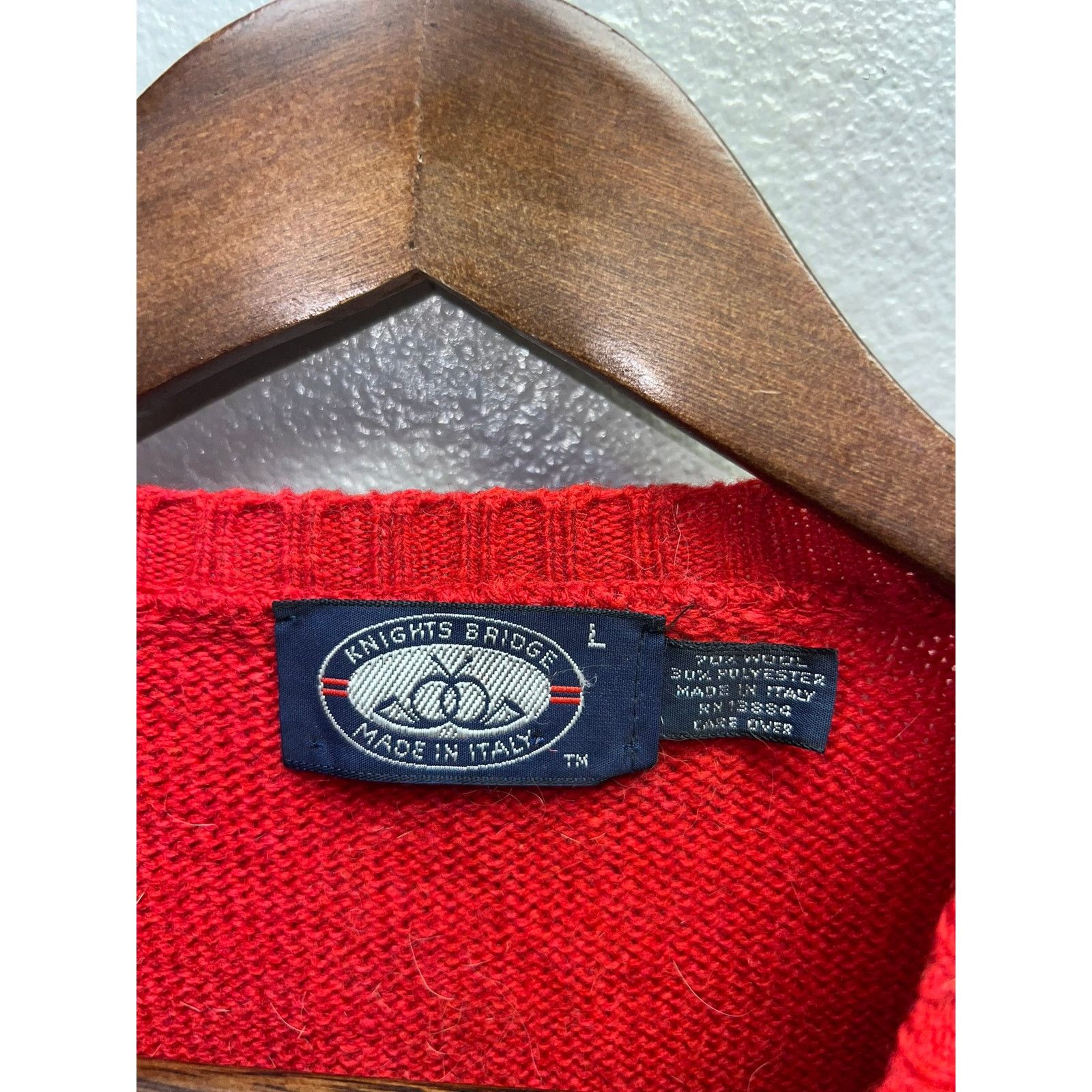Vintage Vintage Red Wool Sweater Knights Bridge Italy Made Pullover Size US L / EU 52-54 / 3 - 6 Thumbnail